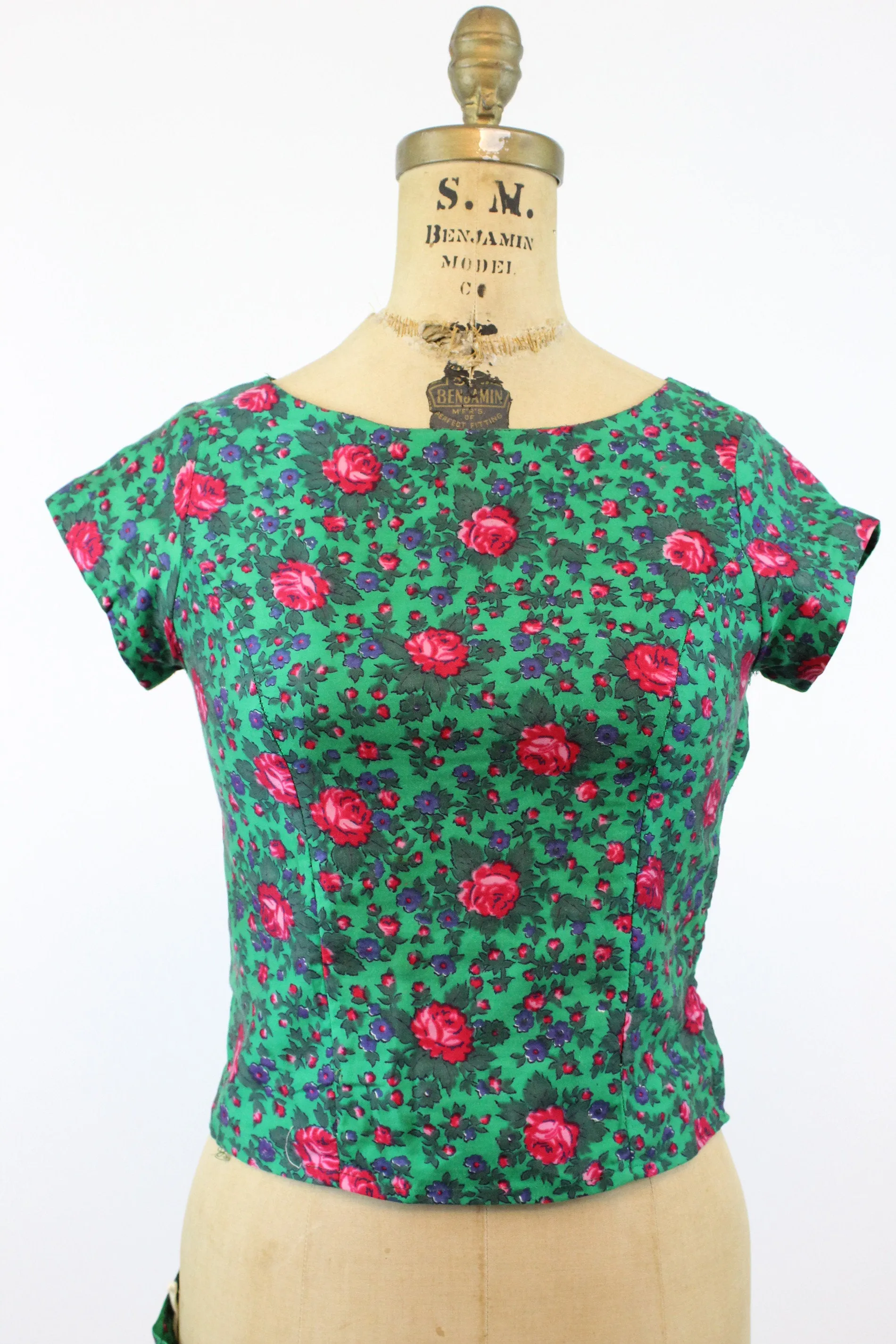 1950s ROSE print two piece set dress xs | new spring