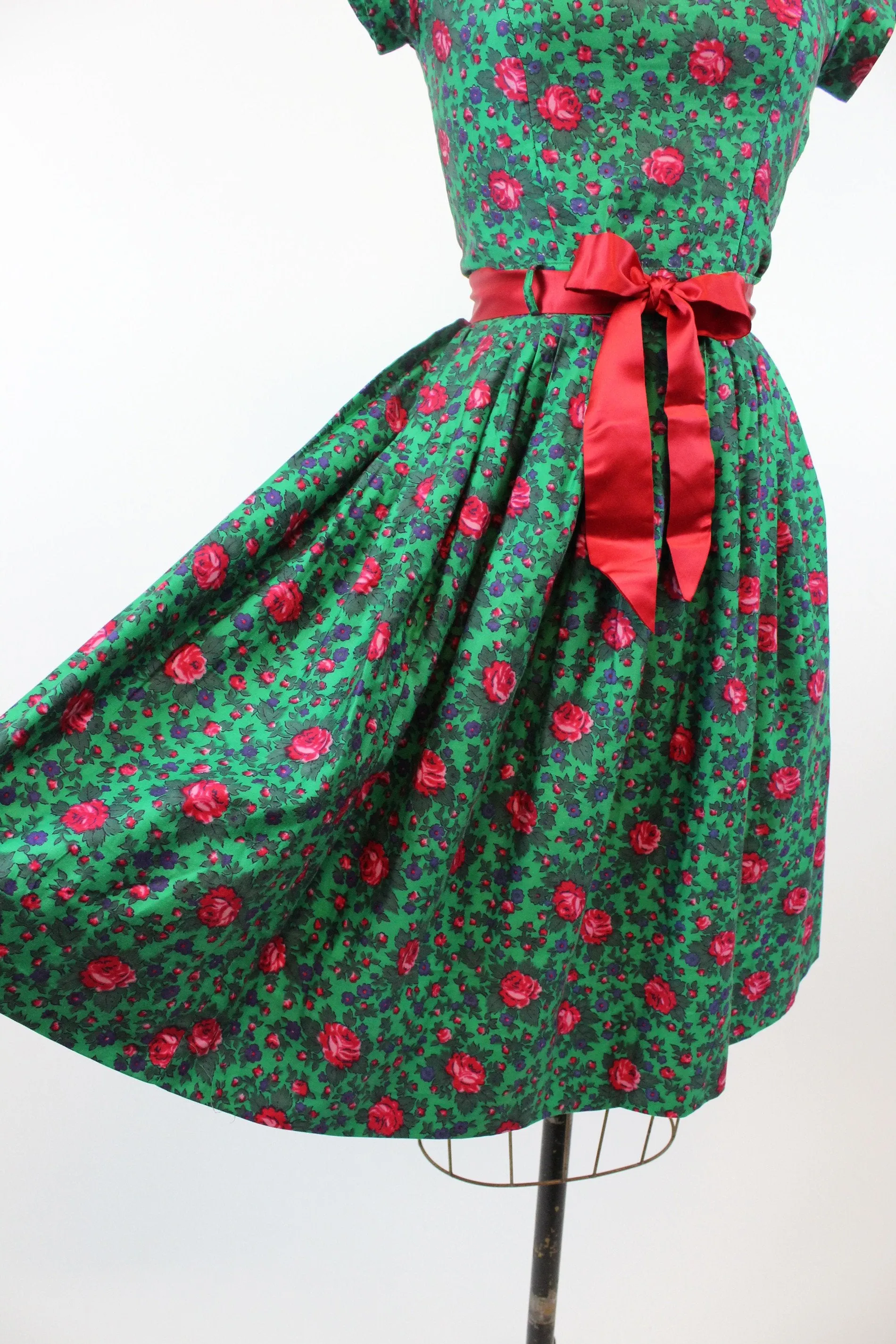 1950s ROSE print two piece set dress xs | new spring