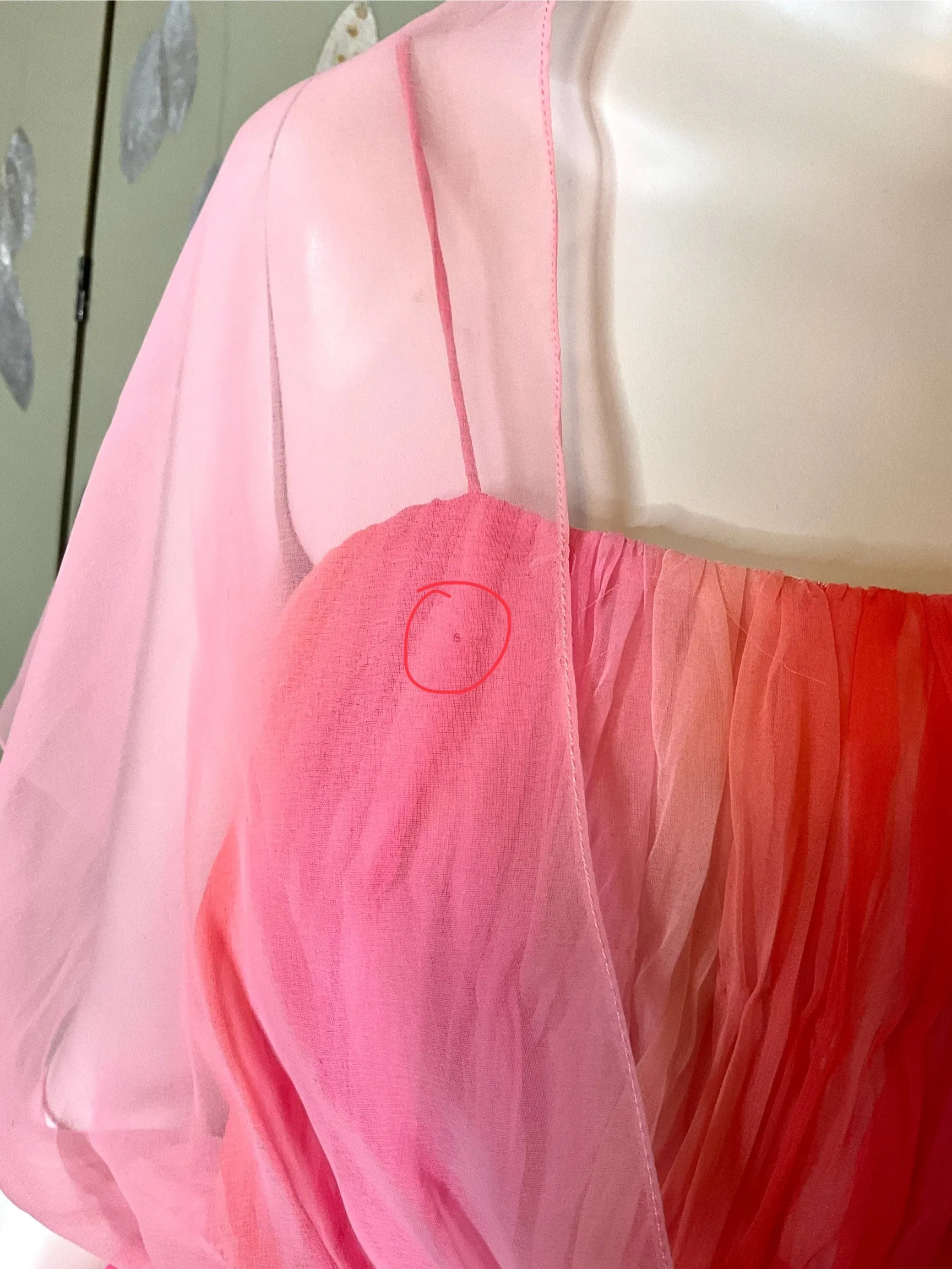 2000s Gradient Pink Handkerchief Hem Party Dress and Sheer Bolero, S-M