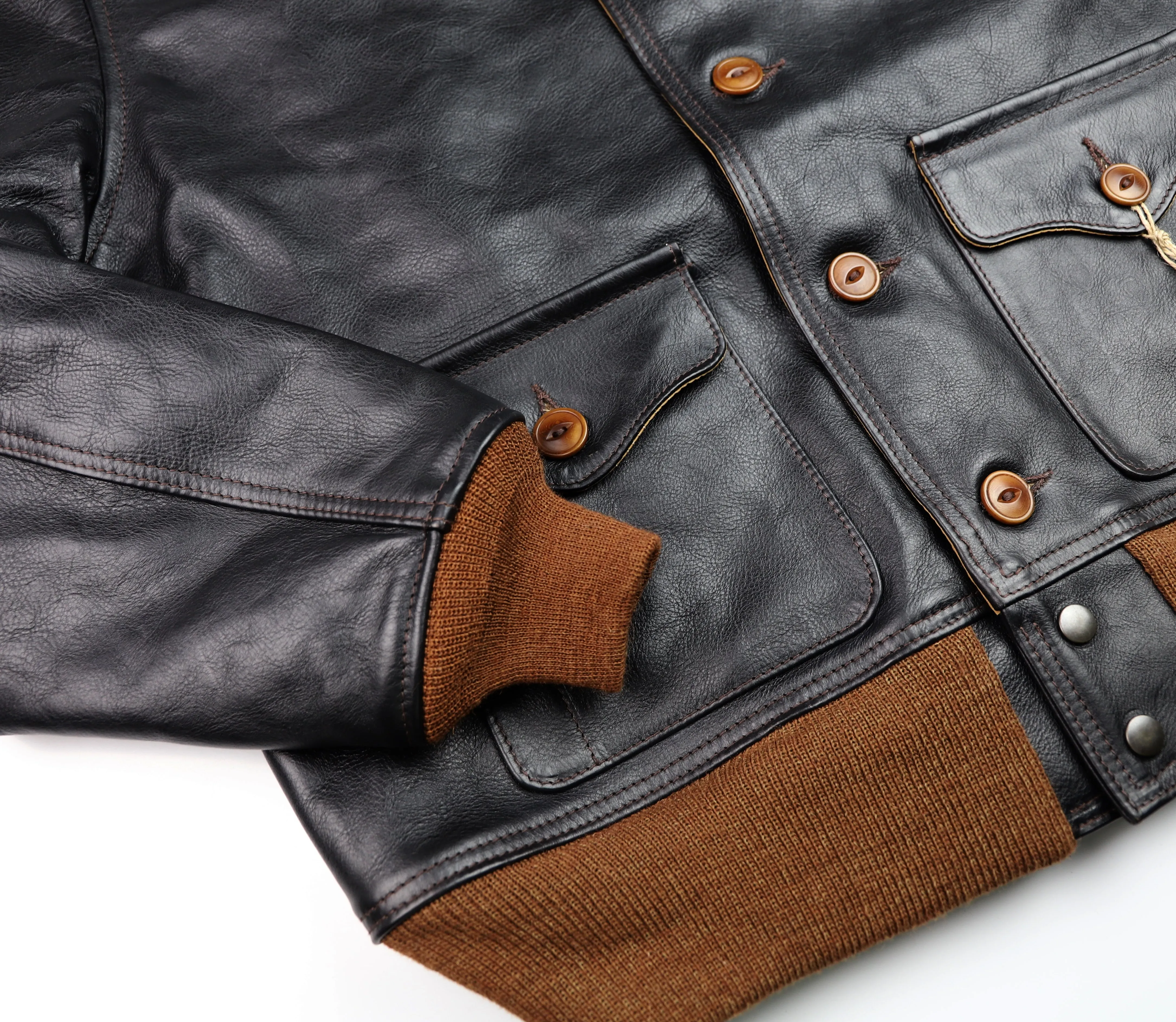 Aero A-1 Military Flight Jacket, size 46, Blackened Brown Vicenza Horsehide