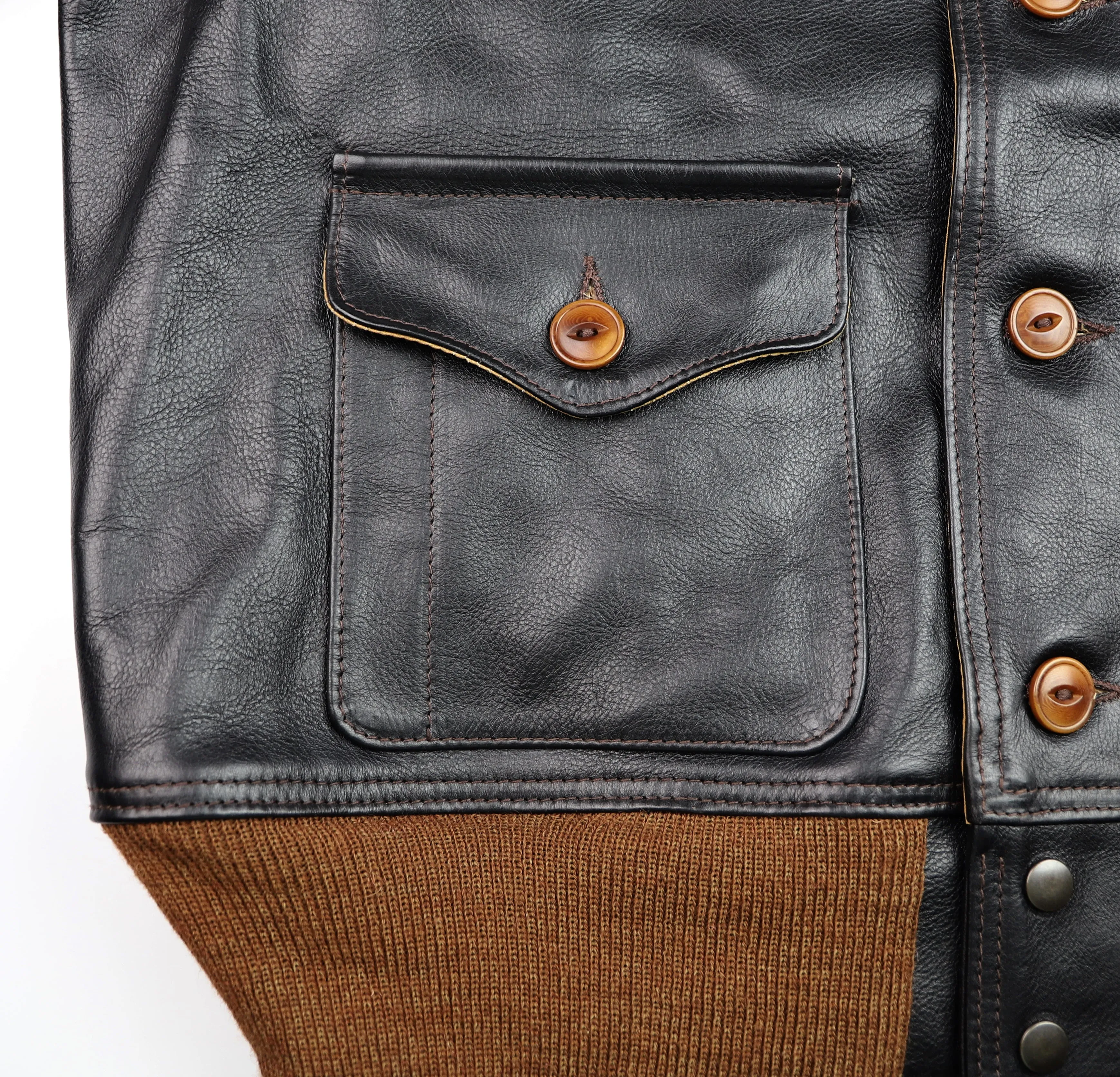 Aero A-1 Military Flight Jacket, size 46, Blackened Brown Vicenza Horsehide