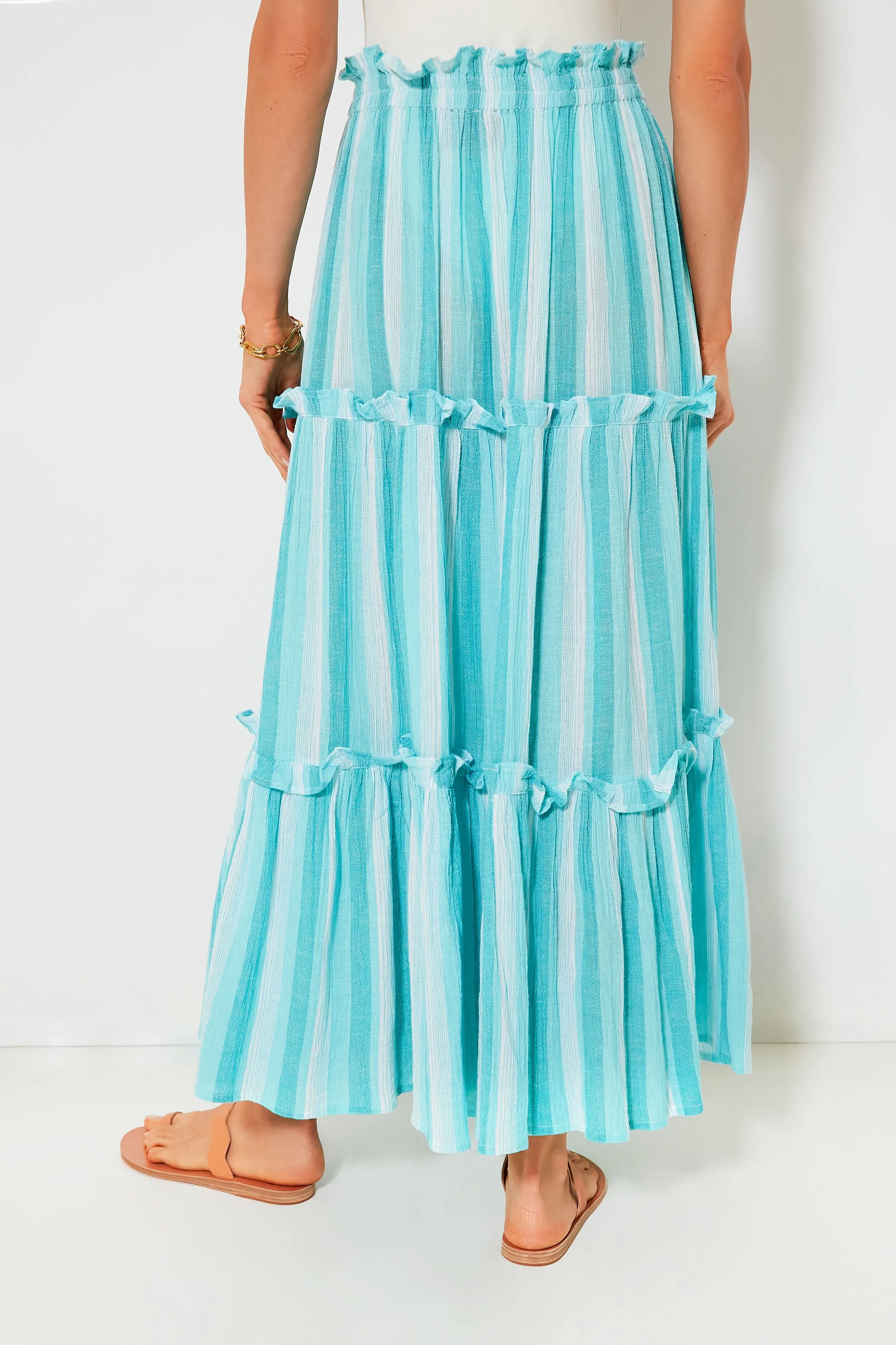 Aquamarine Stripe Gauze Prado Skirt