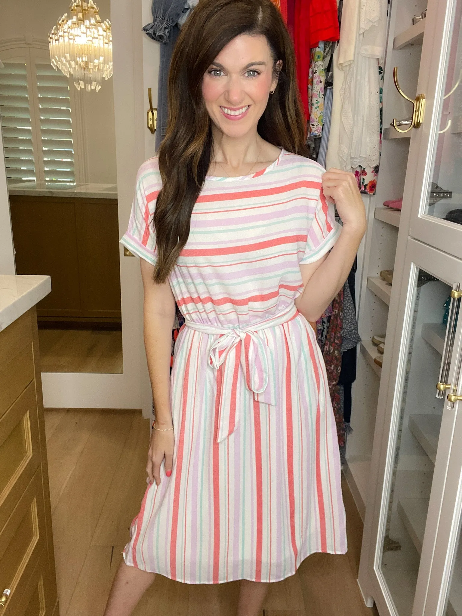 *BELLES & DOORBUSTER* Striped Sweetheart Midi Dress