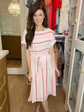 *BELLES & DOORBUSTER* Striped Sweetheart Midi Dress