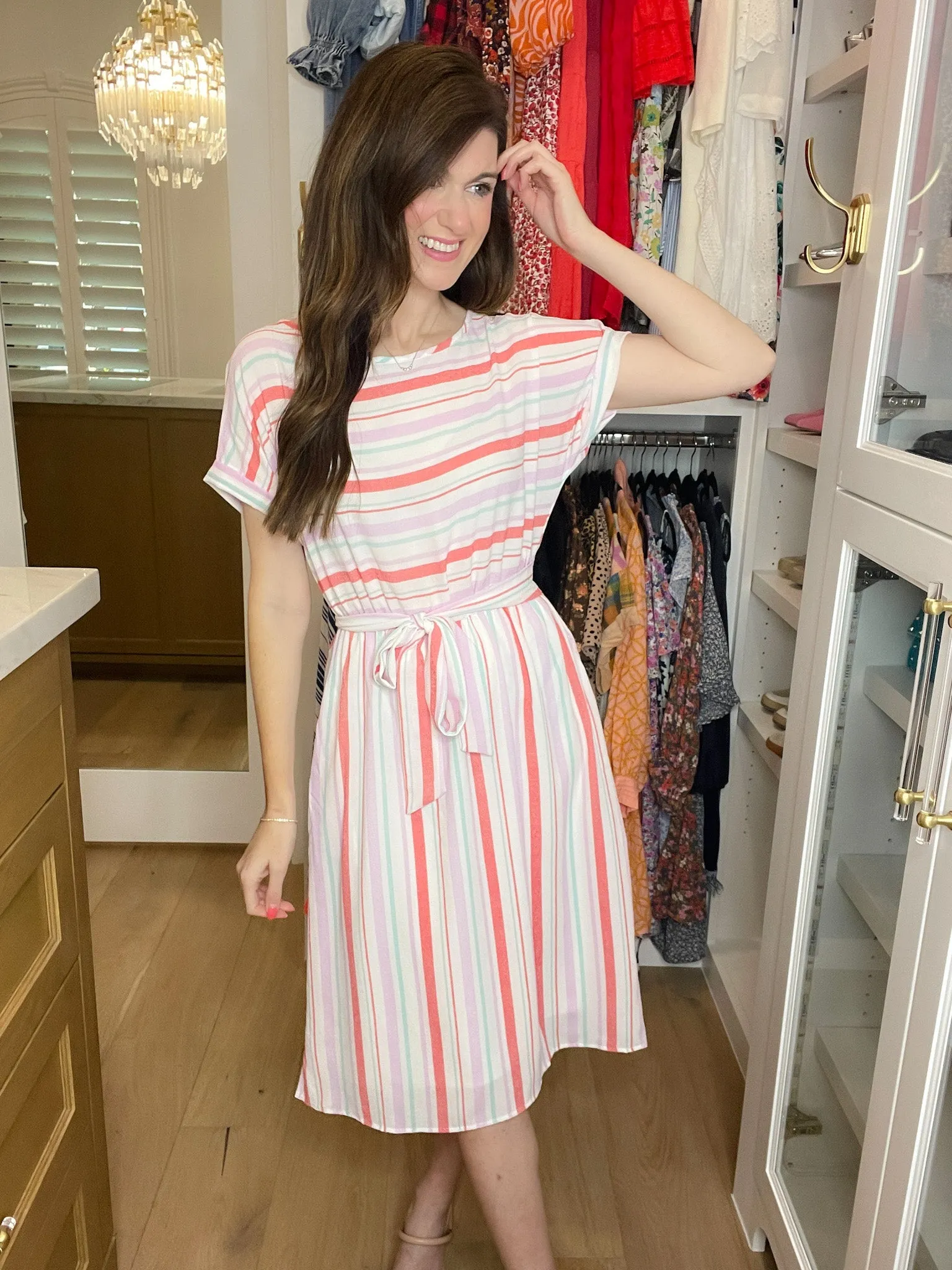 *BELLES & DOORBUSTER* Striped Sweetheart Midi Dress