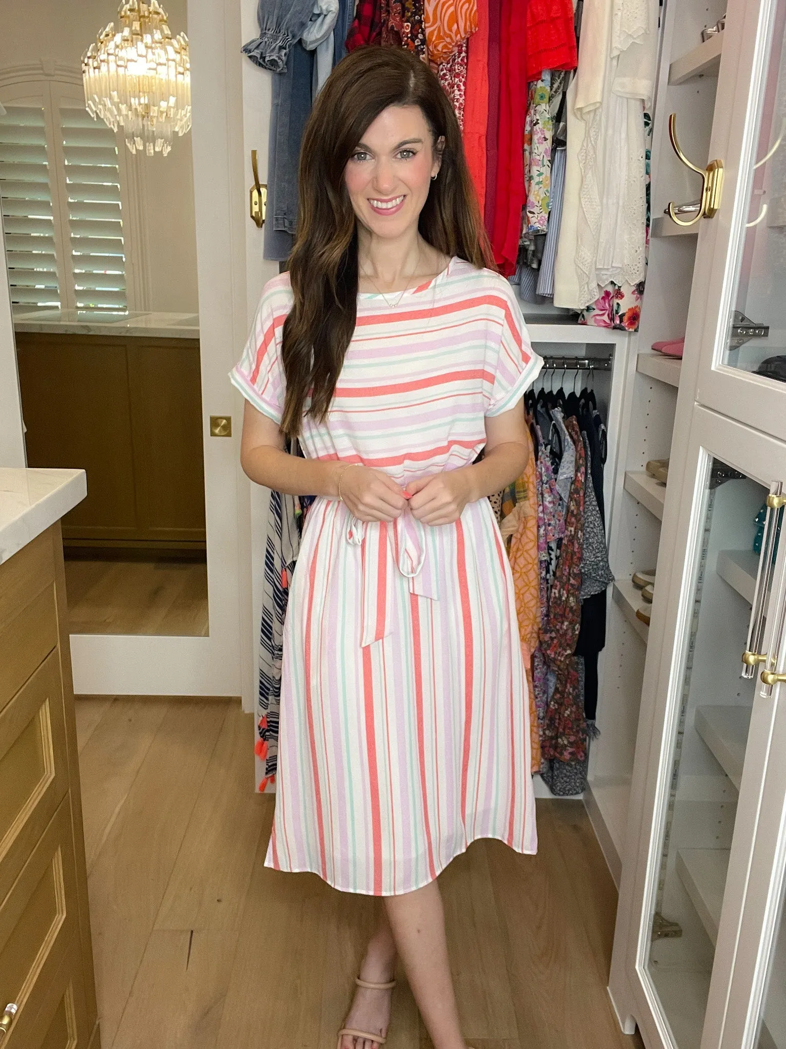 *BELLES & DOORBUSTER* Striped Sweetheart Midi Dress