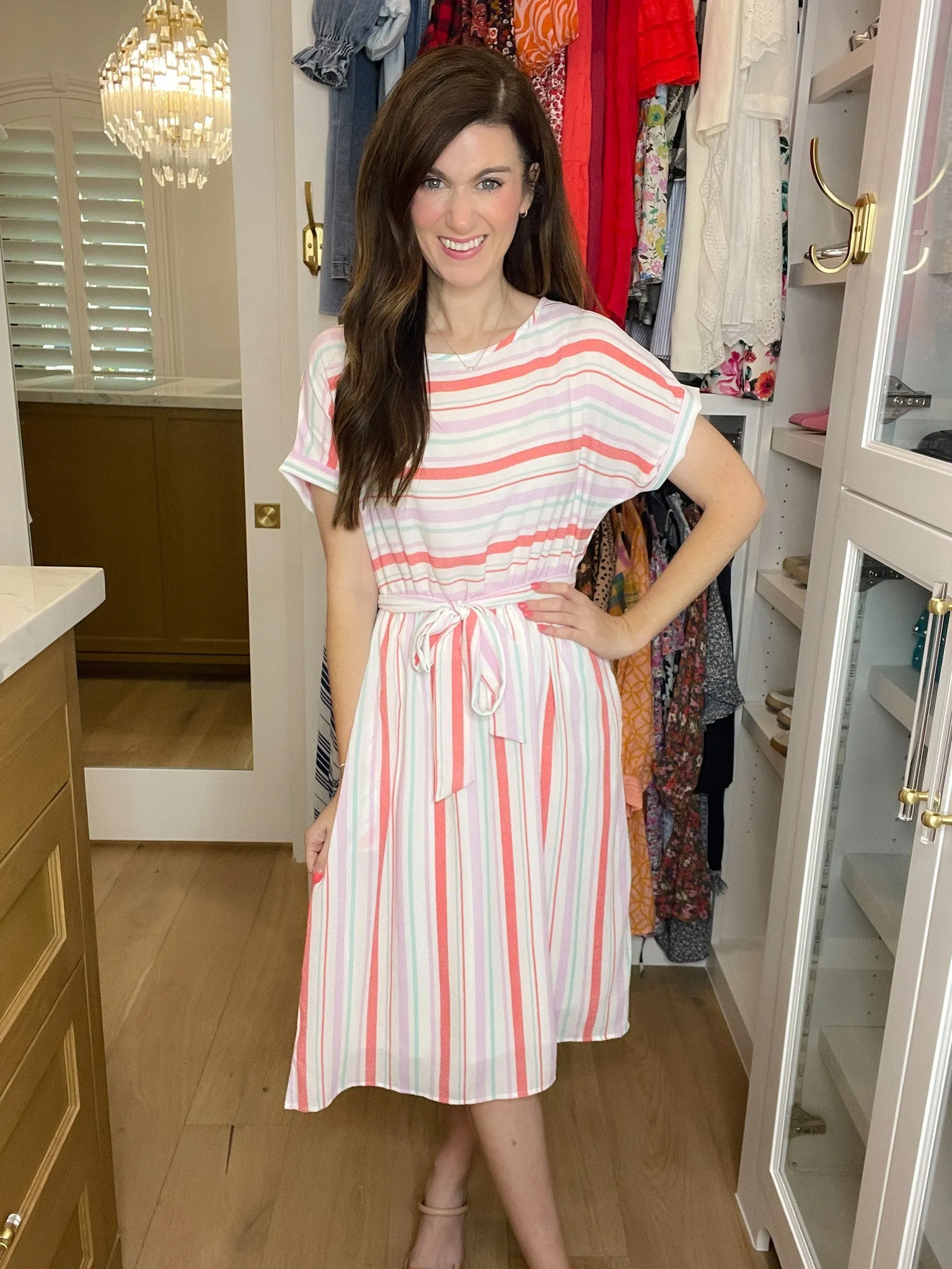 *BELLES & DOORBUSTER* Striped Sweetheart Midi Dress