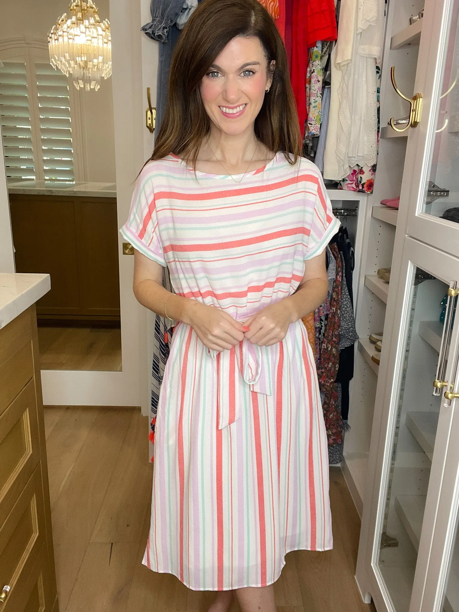 *BELLES & DOORBUSTER* Striped Sweetheart Midi Dress
