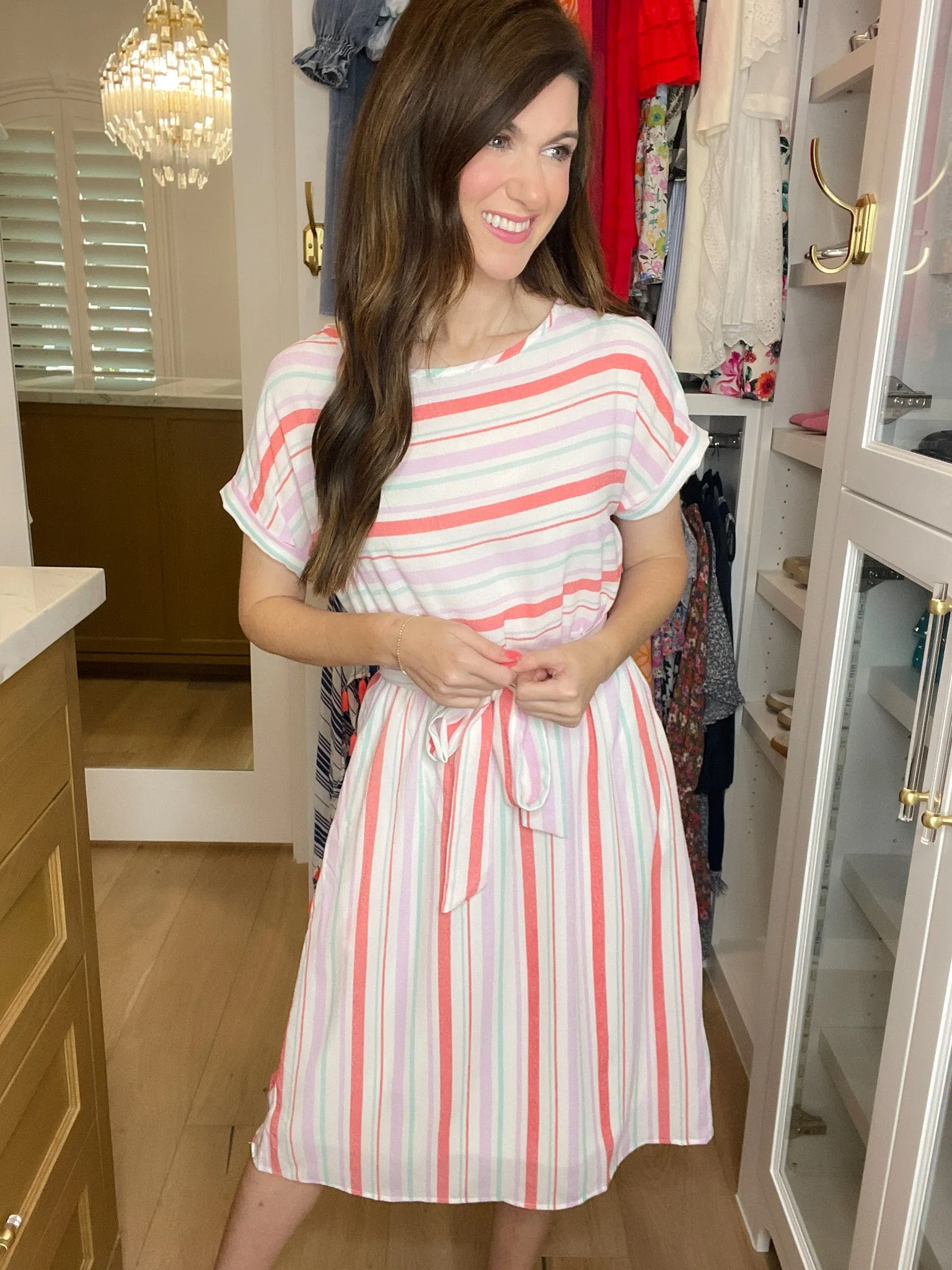 *BELLES & DOORBUSTER* Striped Sweetheart Midi Dress