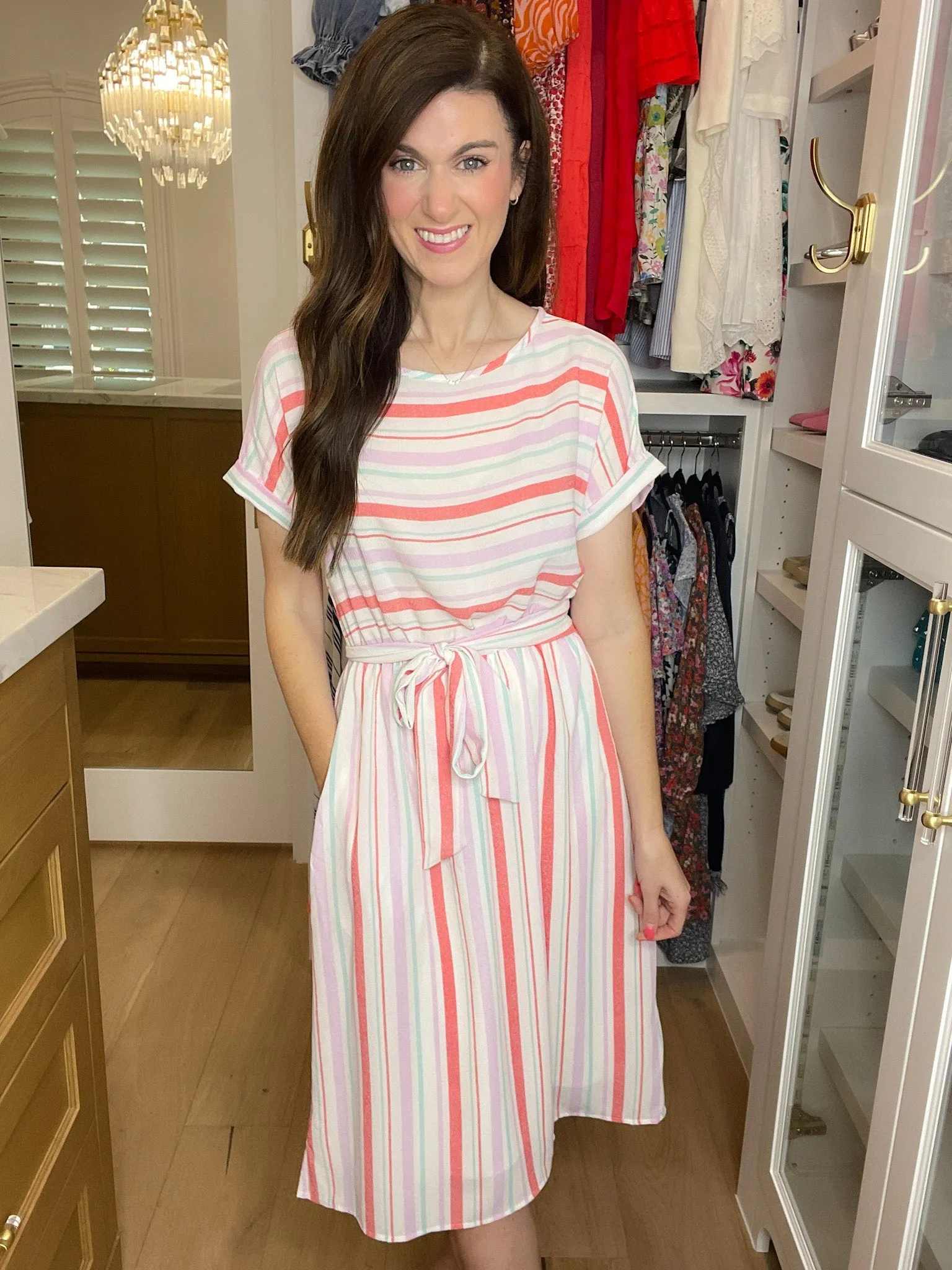 *BELLES & DOORBUSTER* Striped Sweetheart Midi Dress