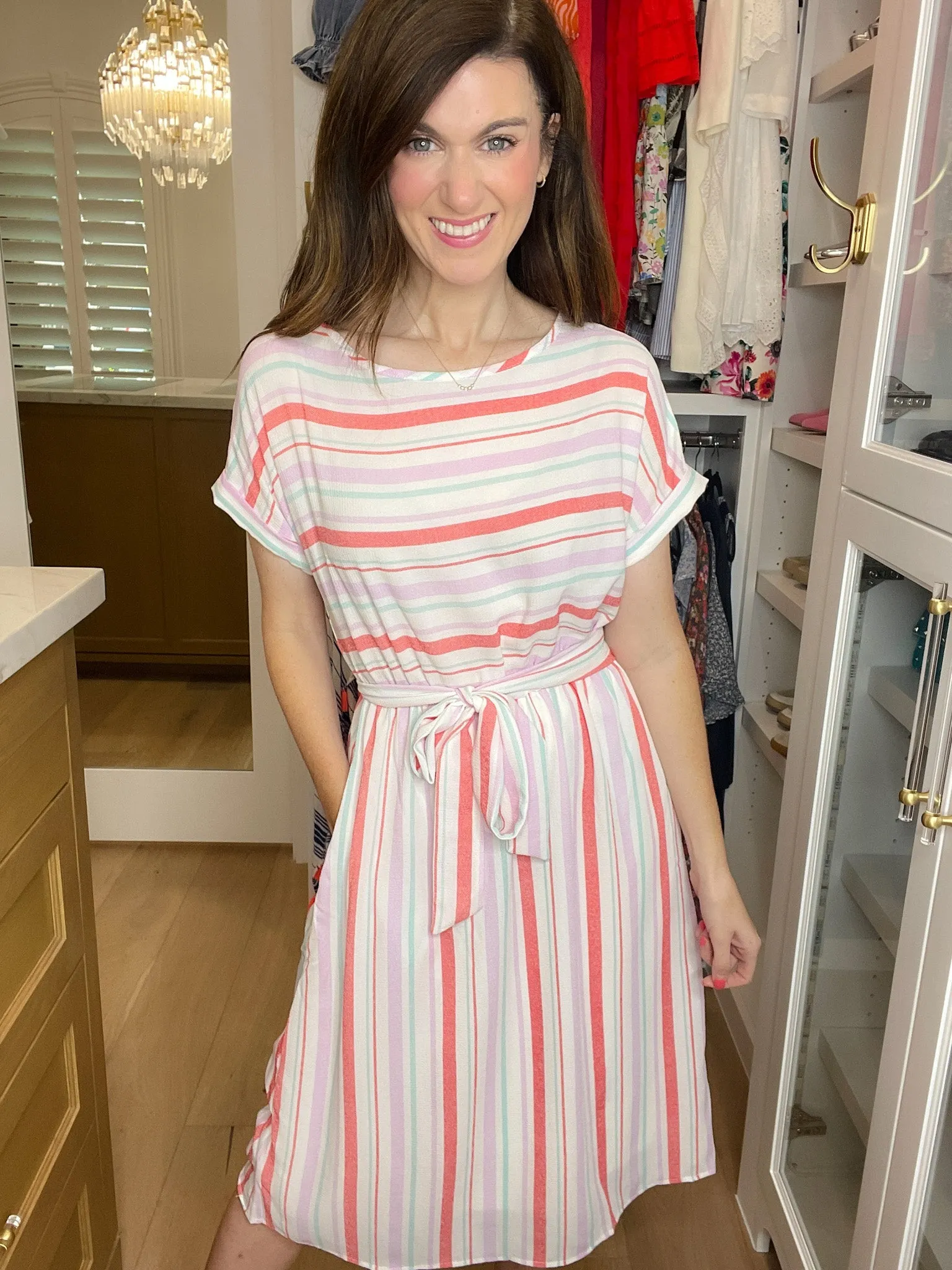 *BELLES & DOORBUSTER* Striped Sweetheart Midi Dress