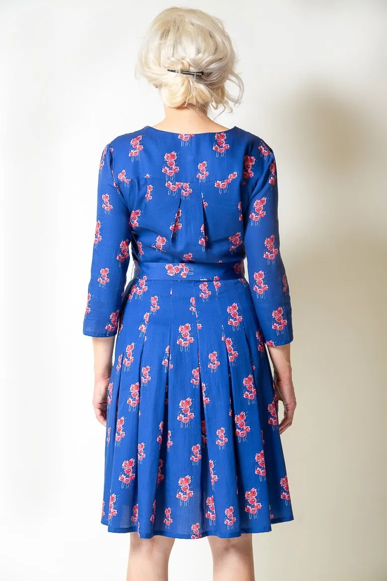 Blue Cotton Printed Dress