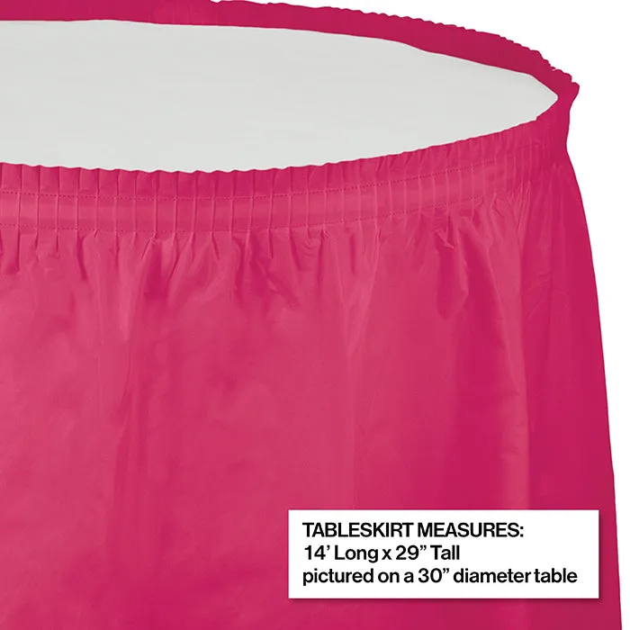 Bulk Hot Magenta Plastic Tableskirt 29 inch x 14 ft (6 per Case)