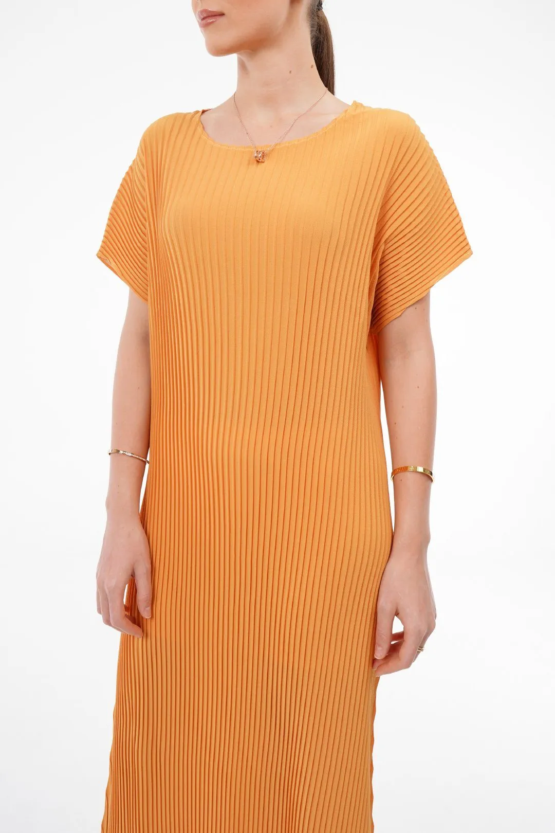 Charlotte Knife Pleat Short Sleeve Dress