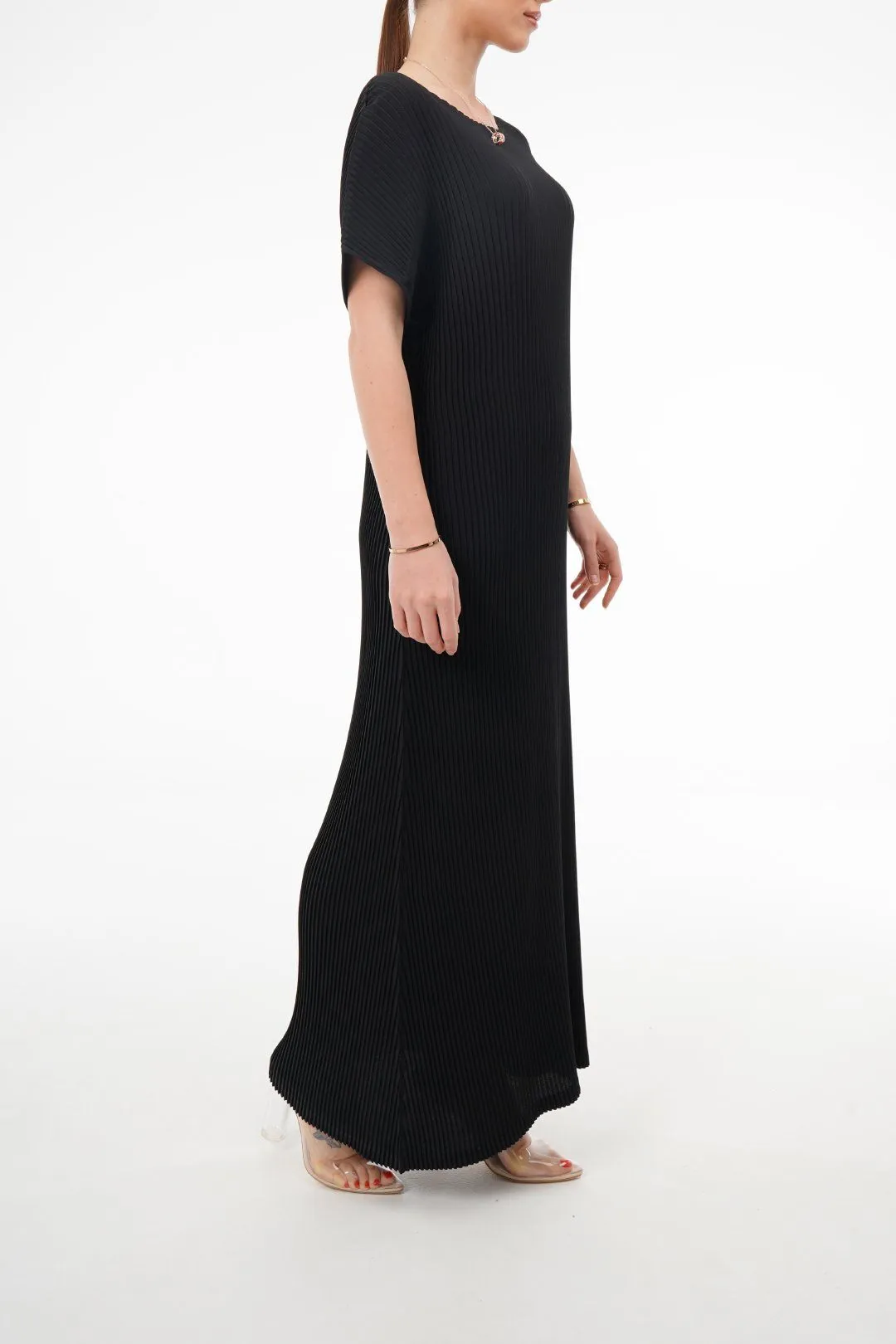 Charlotte Knife Pleat Short Sleeve Dress