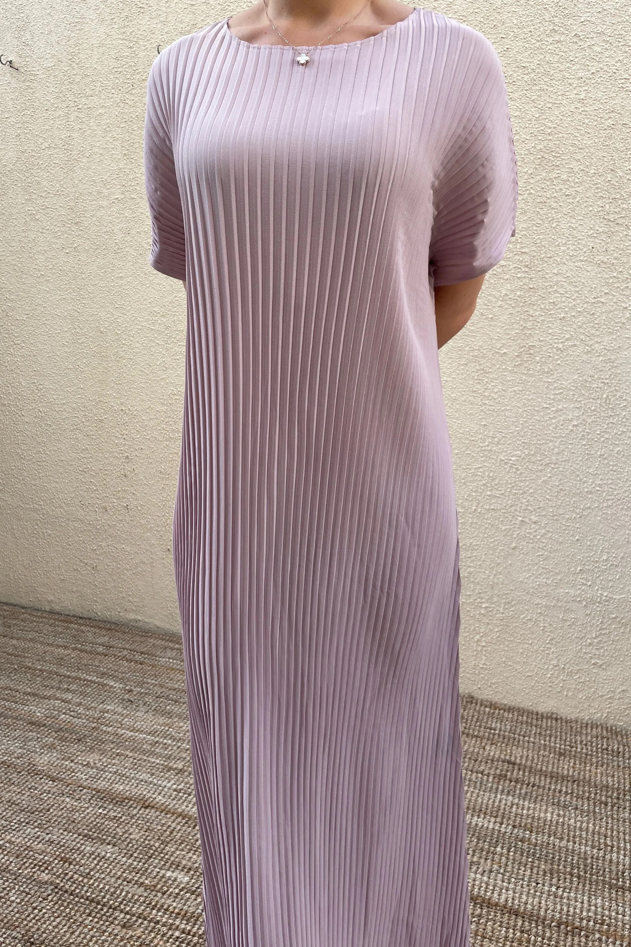 Charlotte Knife Pleat Short Sleeve Dress