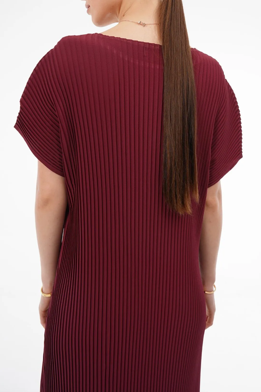 Charlotte Knife Pleat Short Sleeve Dress