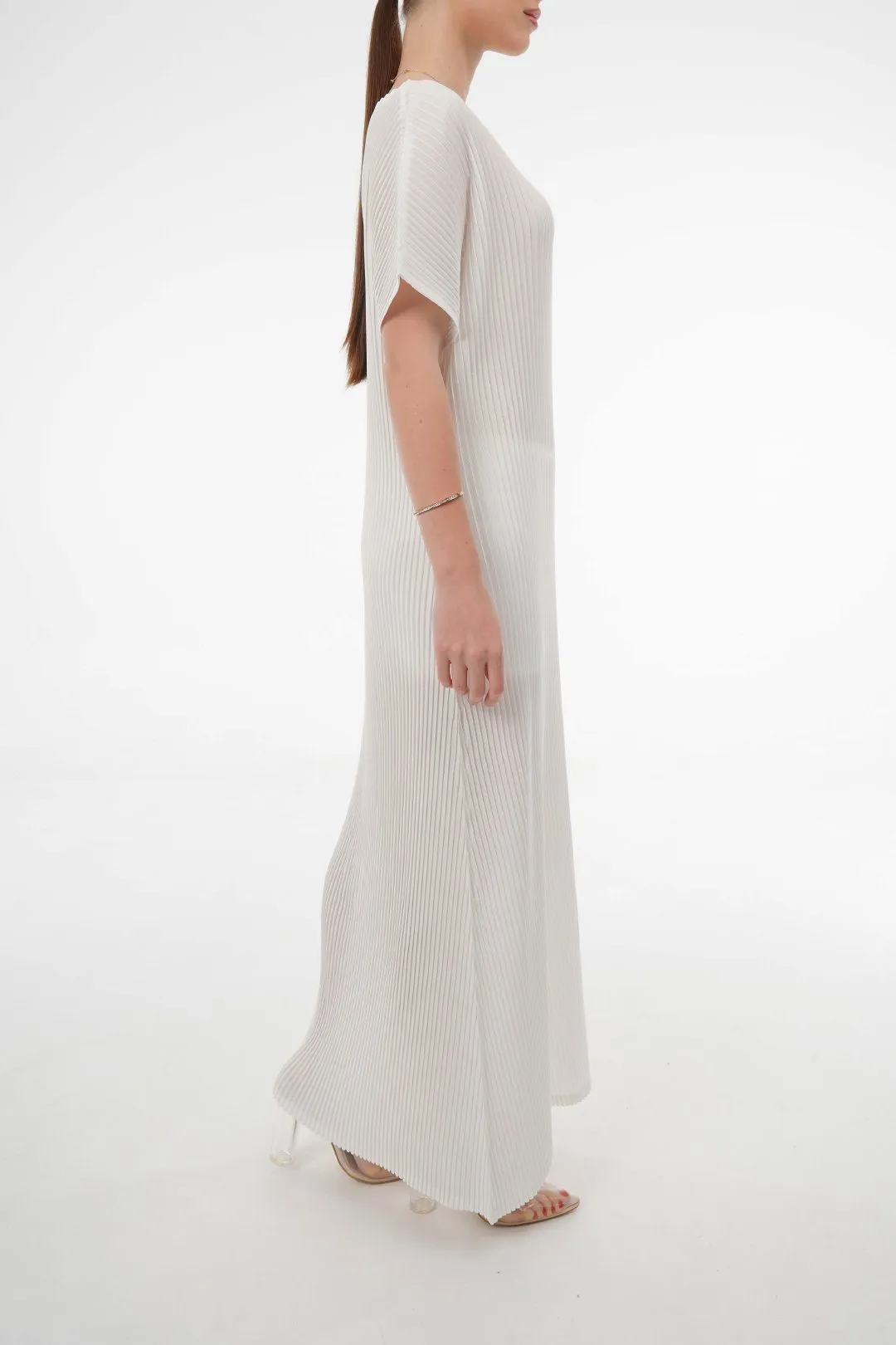 Charlotte Knife Pleat Short Sleeve Dress