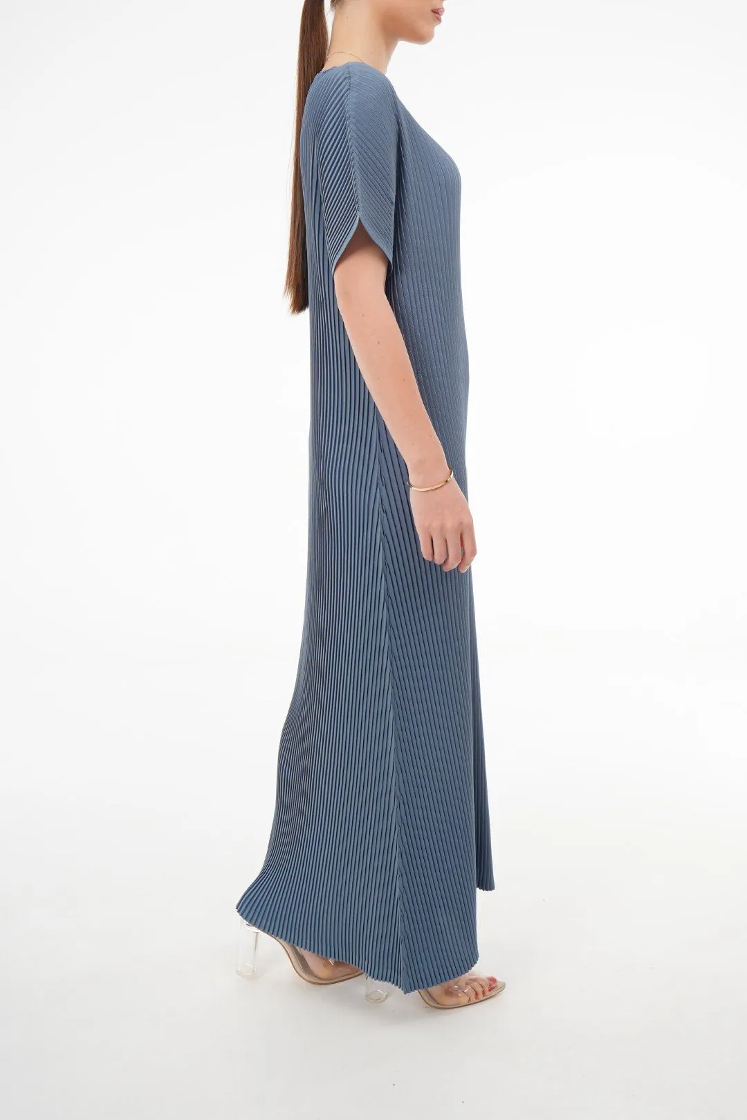 Charlotte Knife Pleat Short Sleeve Dress