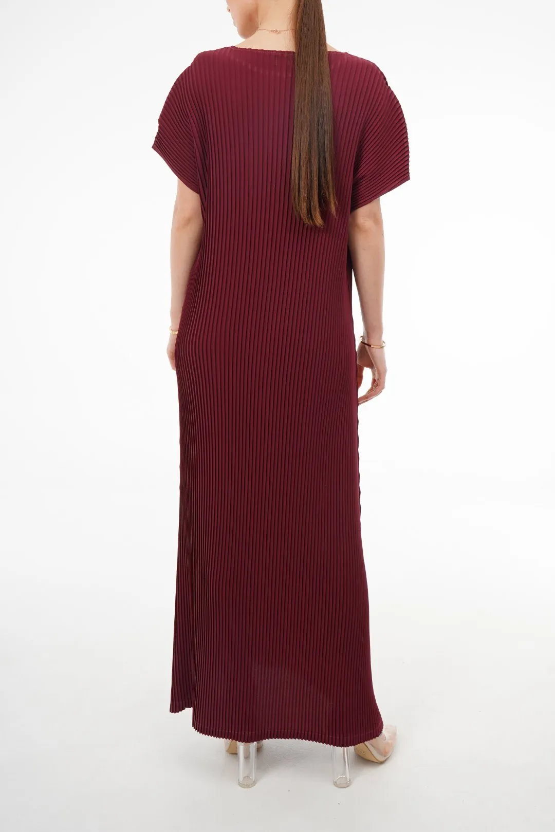 Charlotte Knife Pleat Short Sleeve Dress