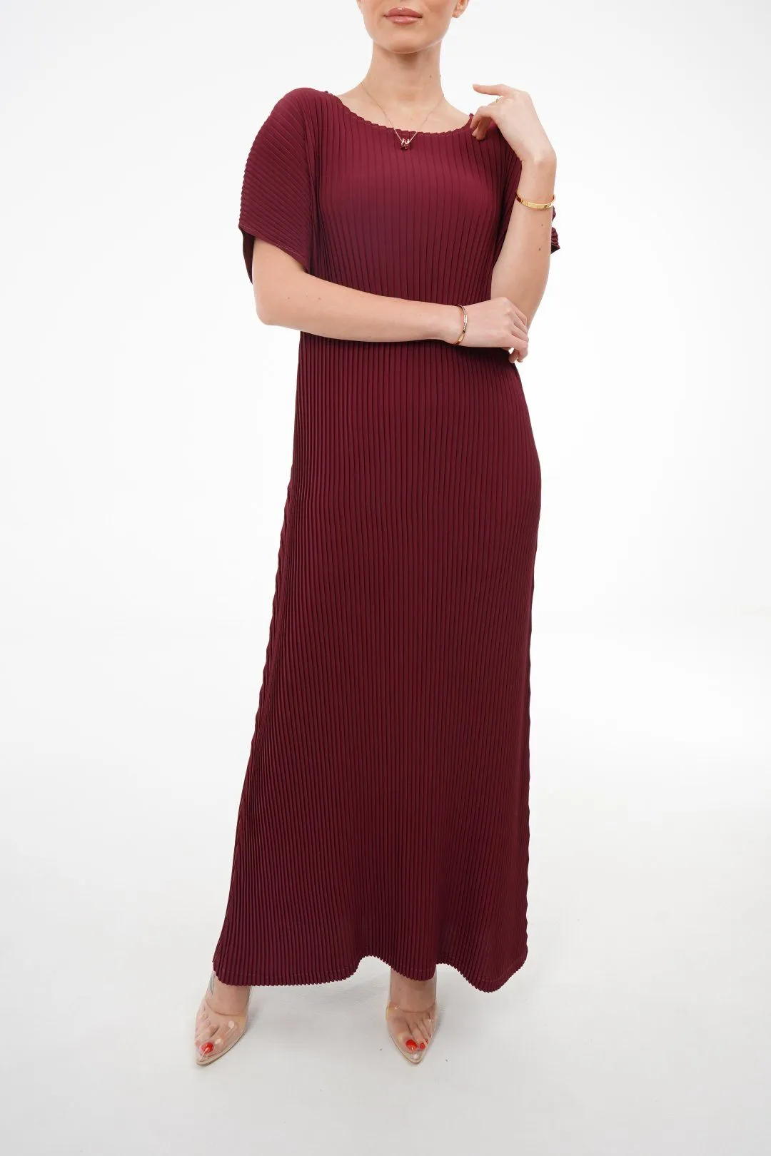 Charlotte Knife Pleat Short Sleeve Dress