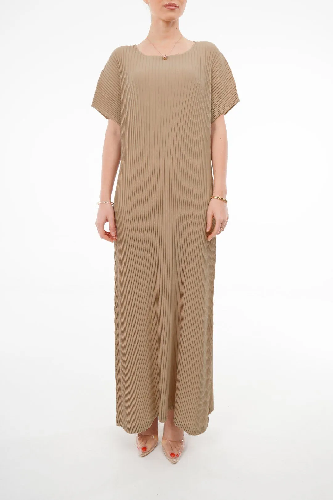 Charlotte Knife Pleat Short Sleeve Dress
