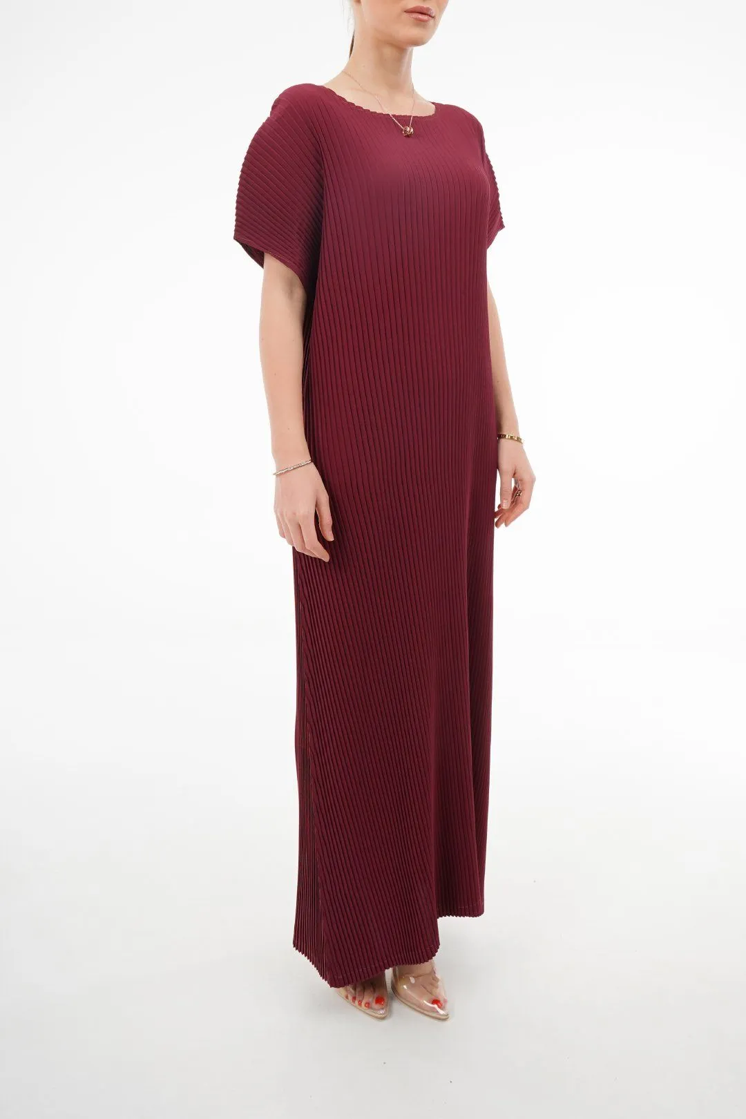 Charlotte Knife Pleat Short Sleeve Dress