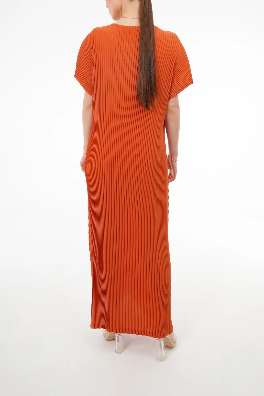 Charlotte Knife Pleat Short Sleeve Dress