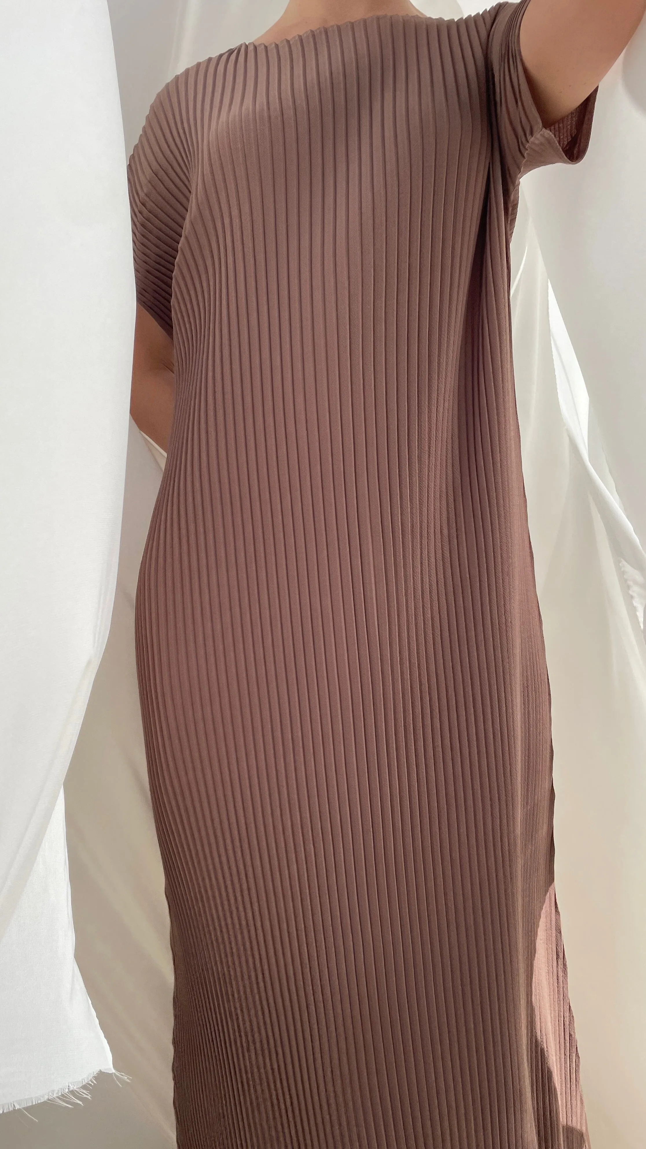 Charlotte Knife Pleat Short Sleeve Dress