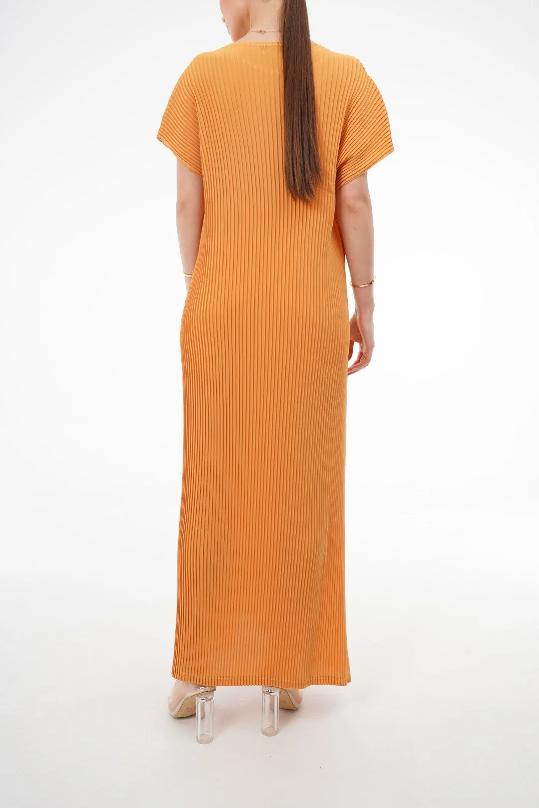 Charlotte Knife Pleat Short Sleeve Dress