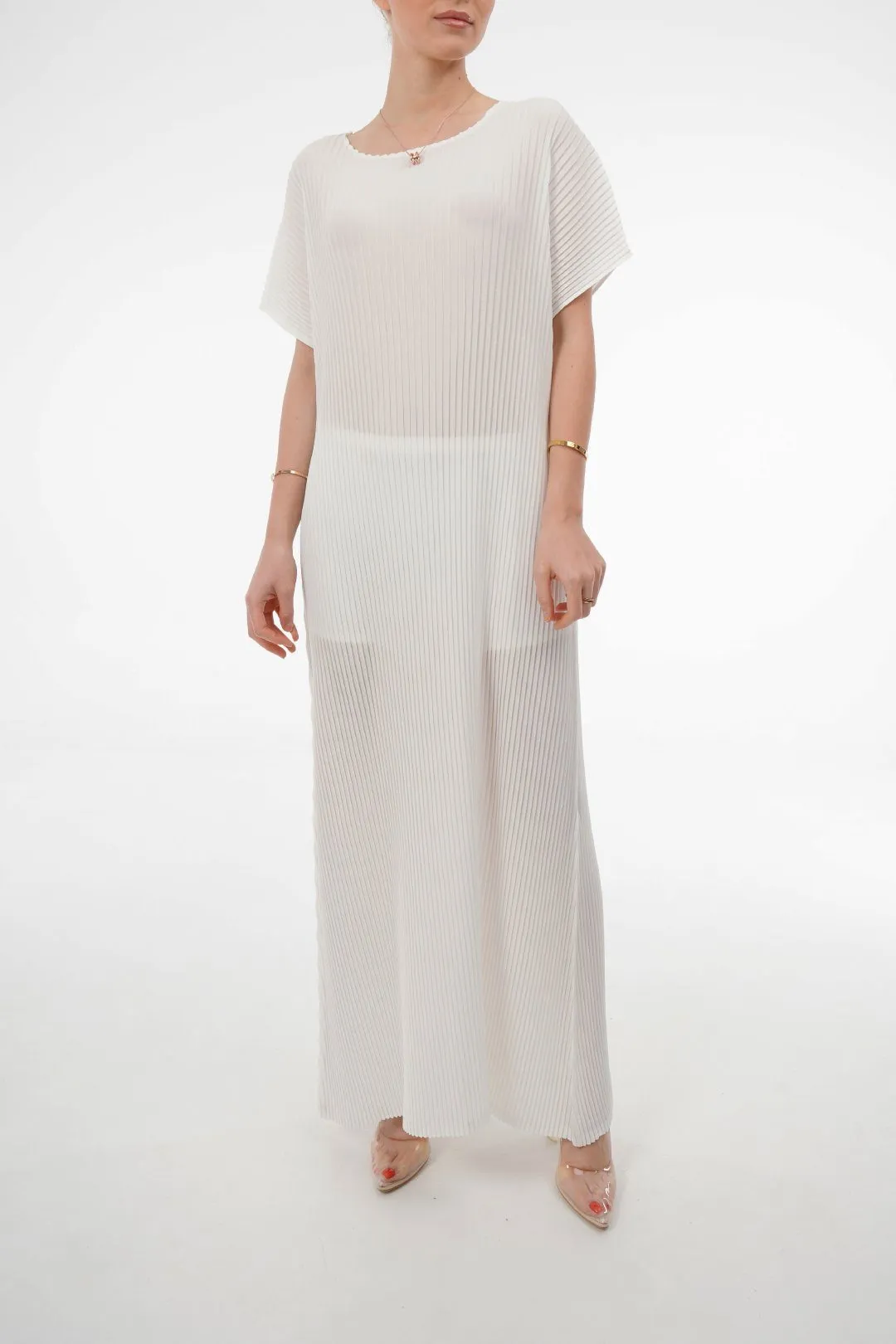Charlotte Knife Pleat Short Sleeve Dress
