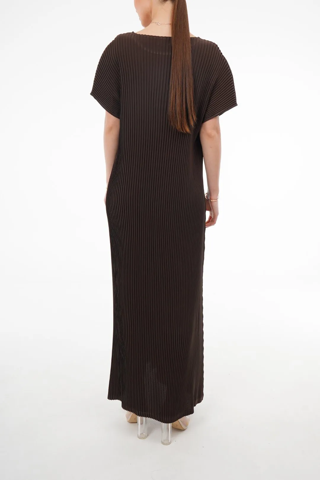 Charlotte Knife Pleat Short Sleeve Dress