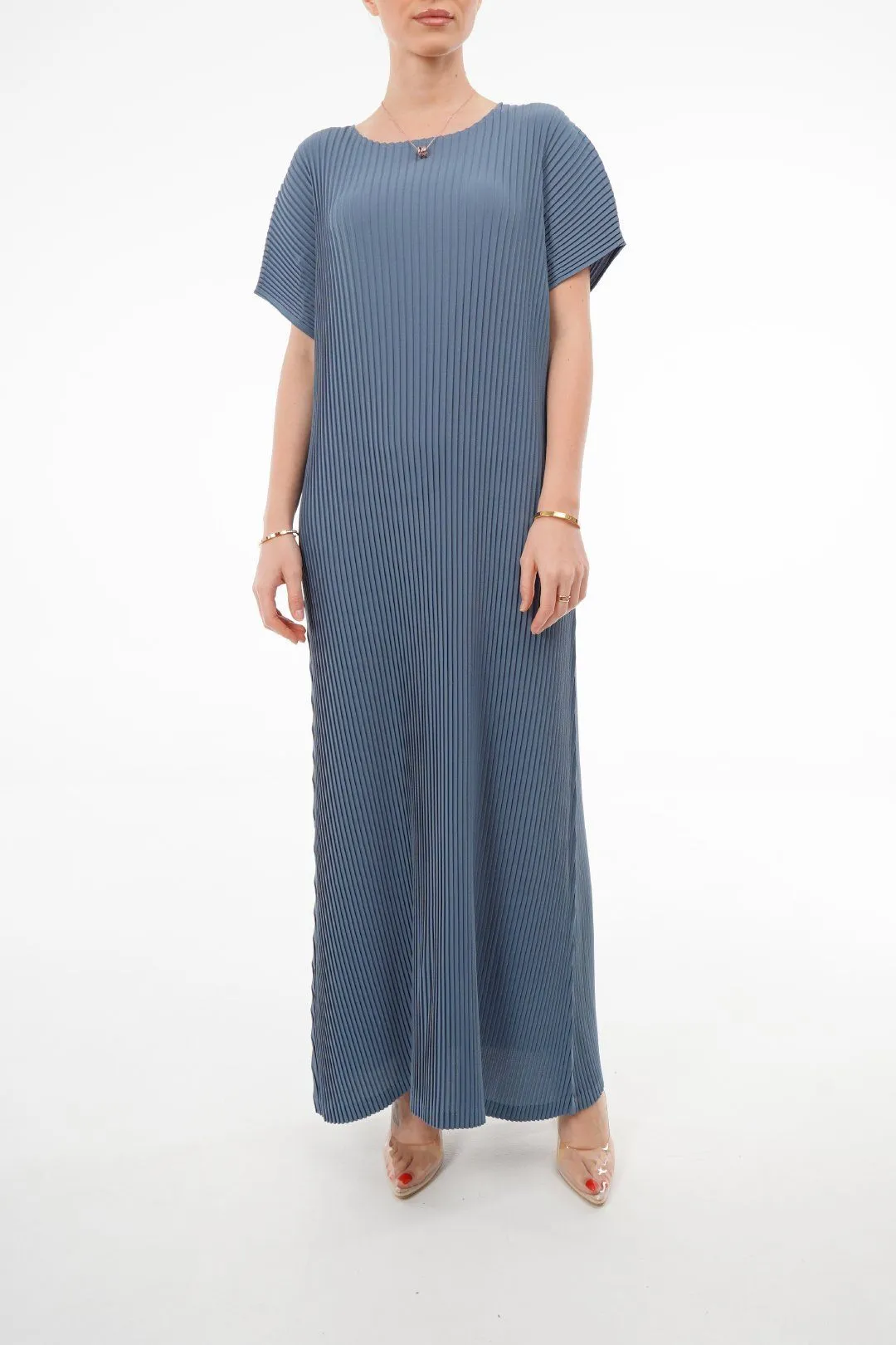 Charlotte Knife Pleat Short Sleeve Dress
