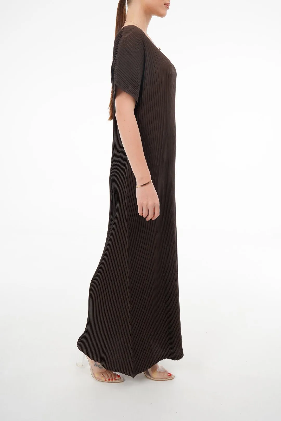 Charlotte Knife Pleat Short Sleeve Dress