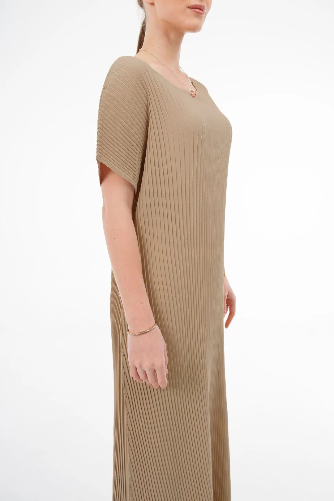 Charlotte Knife Pleat Short Sleeve Dress
