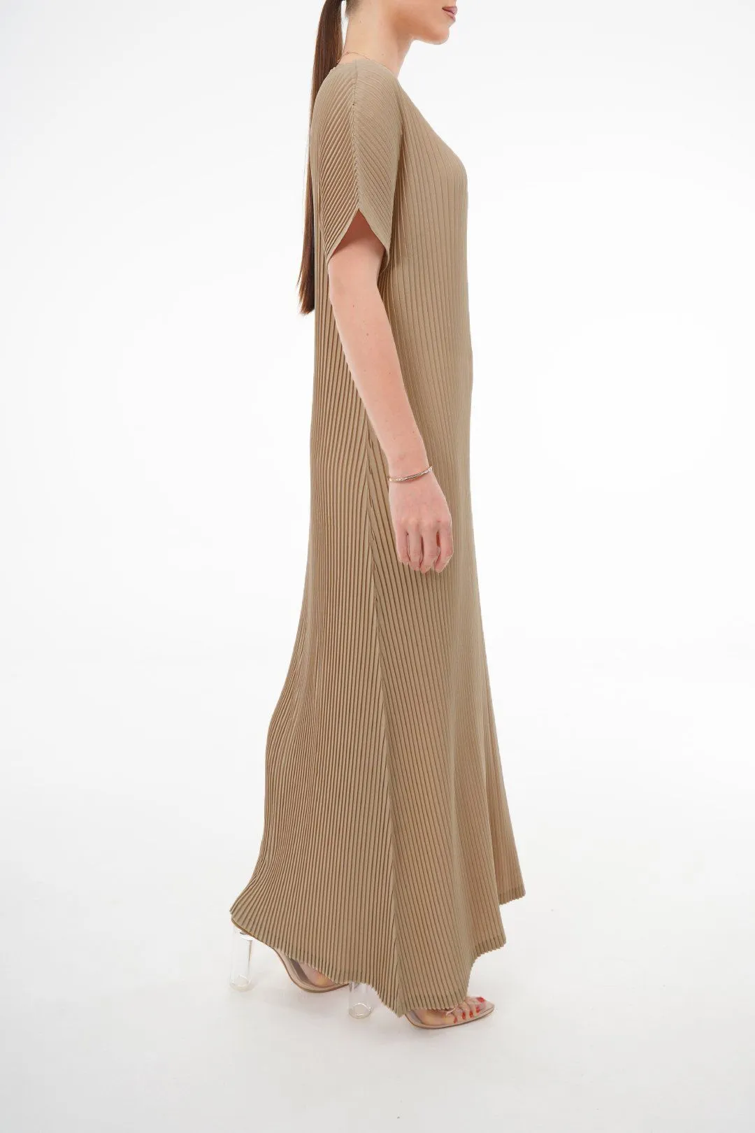 Charlotte Knife Pleat Short Sleeve Dress