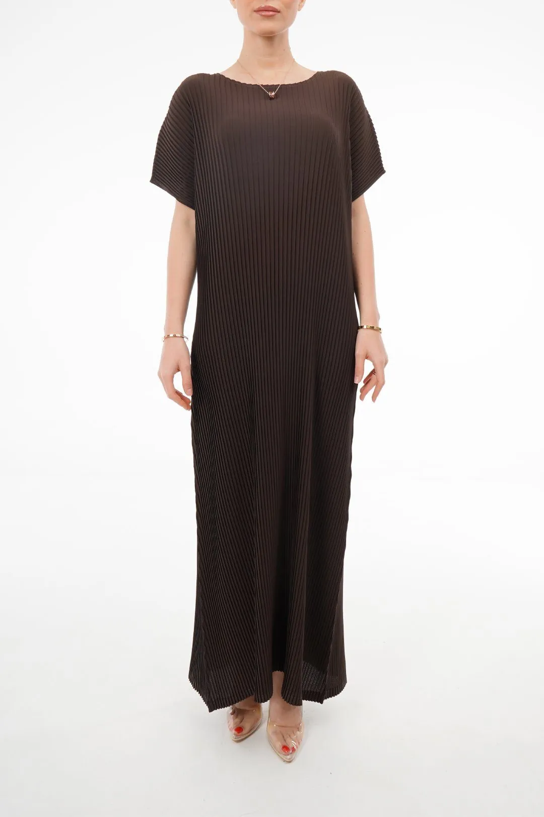 Charlotte Knife Pleat Short Sleeve Dress