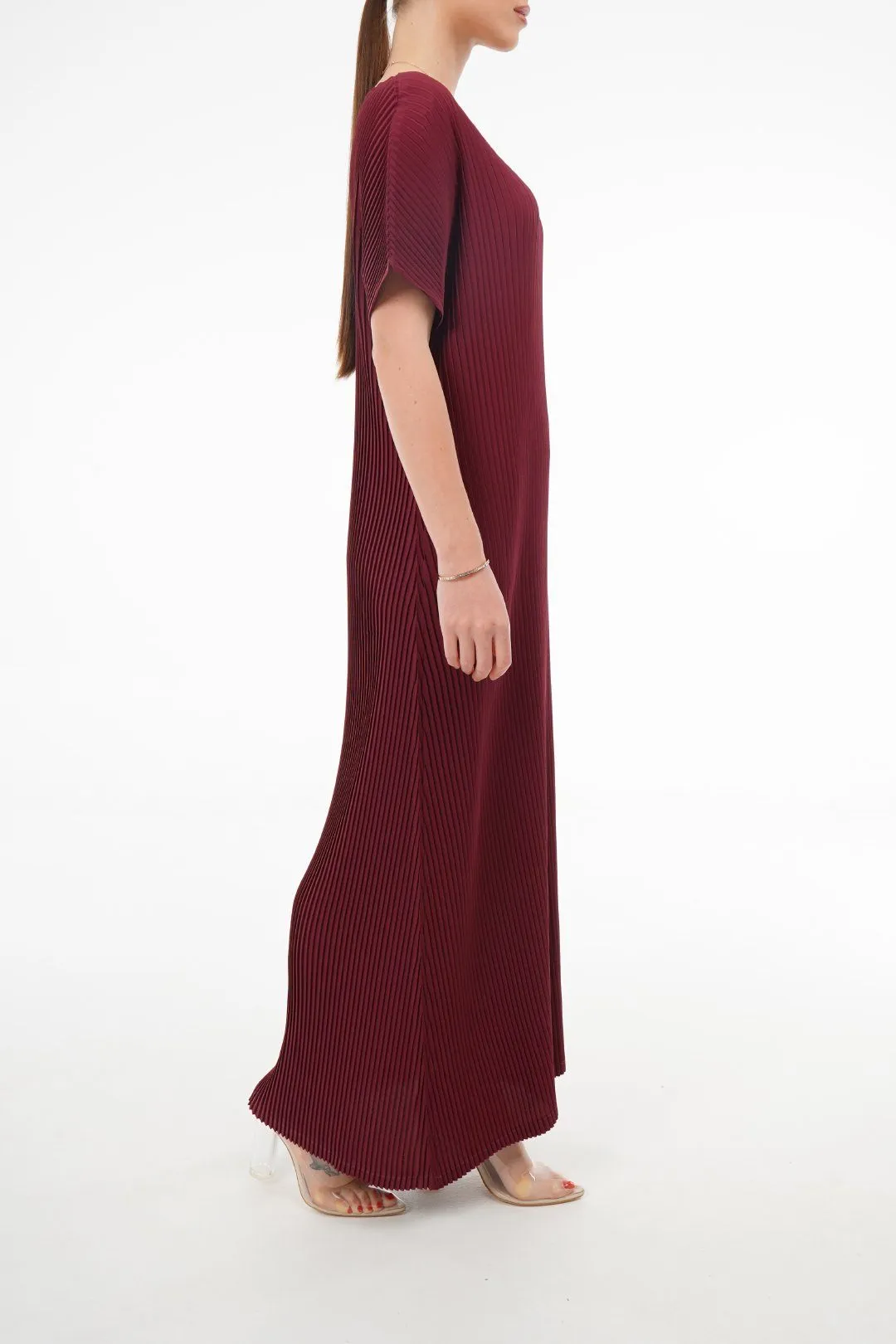 Charlotte Knife Pleat Short Sleeve Dress