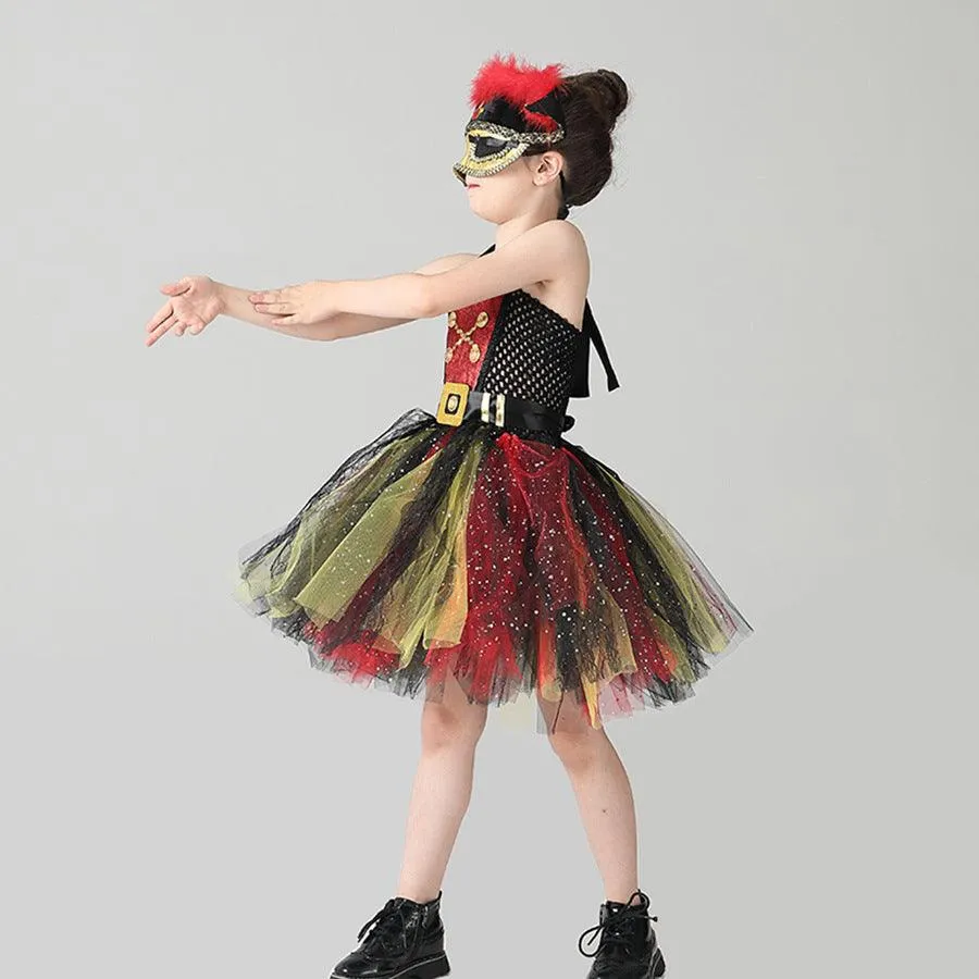 Children's Halloween cosplay movie cartoon captain costume suspender sequin stage performance mesh girl princess skirt