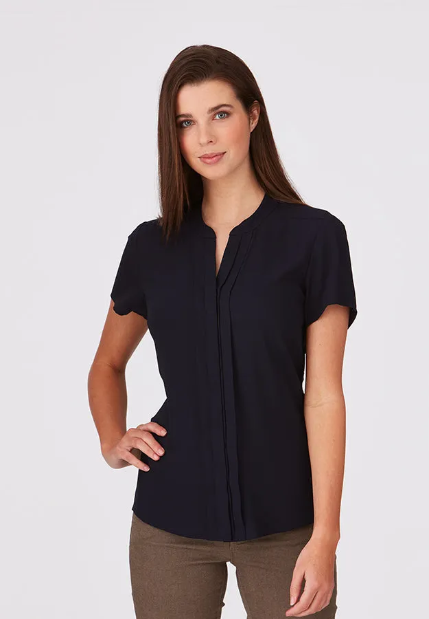 City Collection Womens Envy Pleat Front S/S Blouse