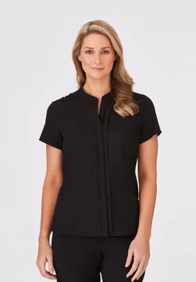 City Collection Womens Envy Pleat Front S/S Blouse