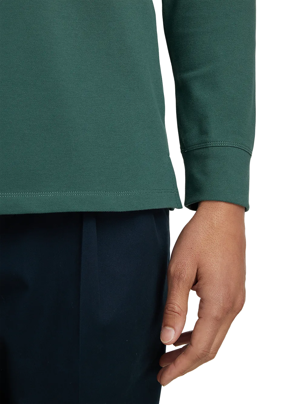 Cotton/Spandex Pique Three Button Polo - Green