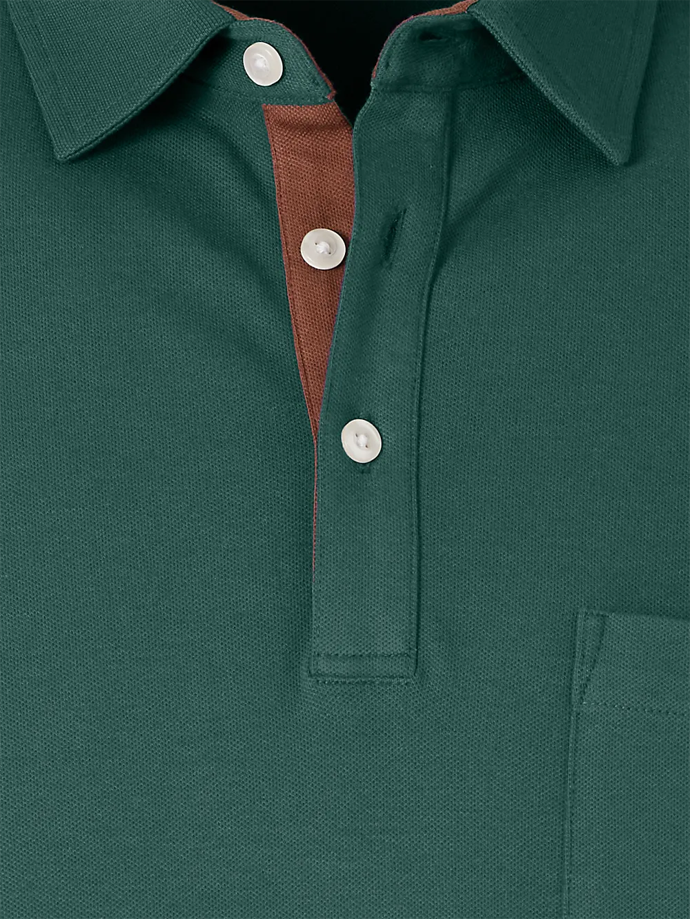 Cotton/Spandex Pique Three Button Polo - Green