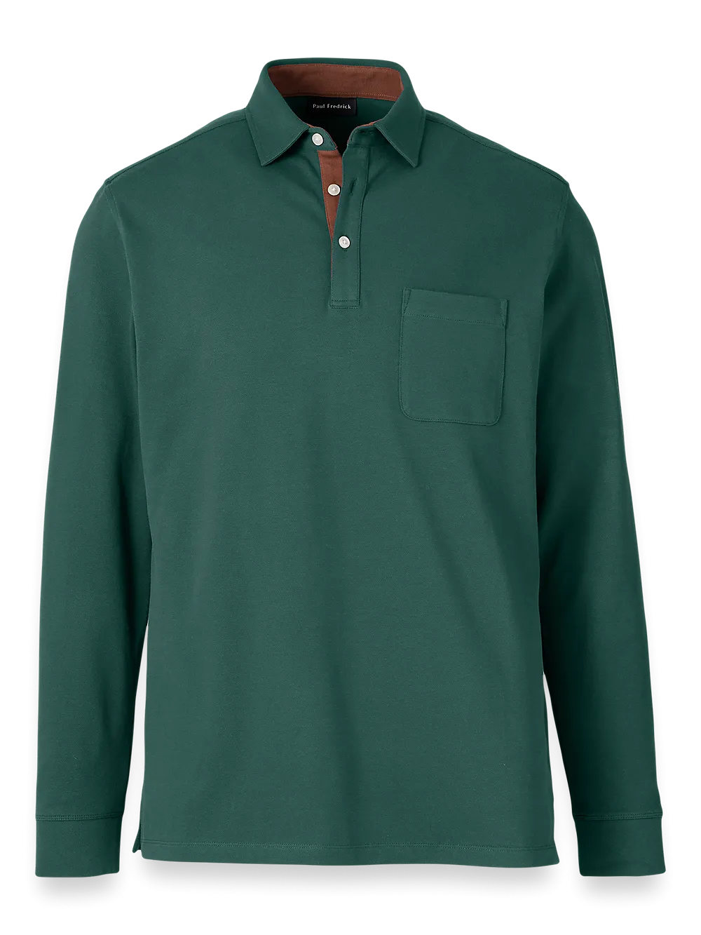 Cotton/Spandex Pique Three Button Polo - Green