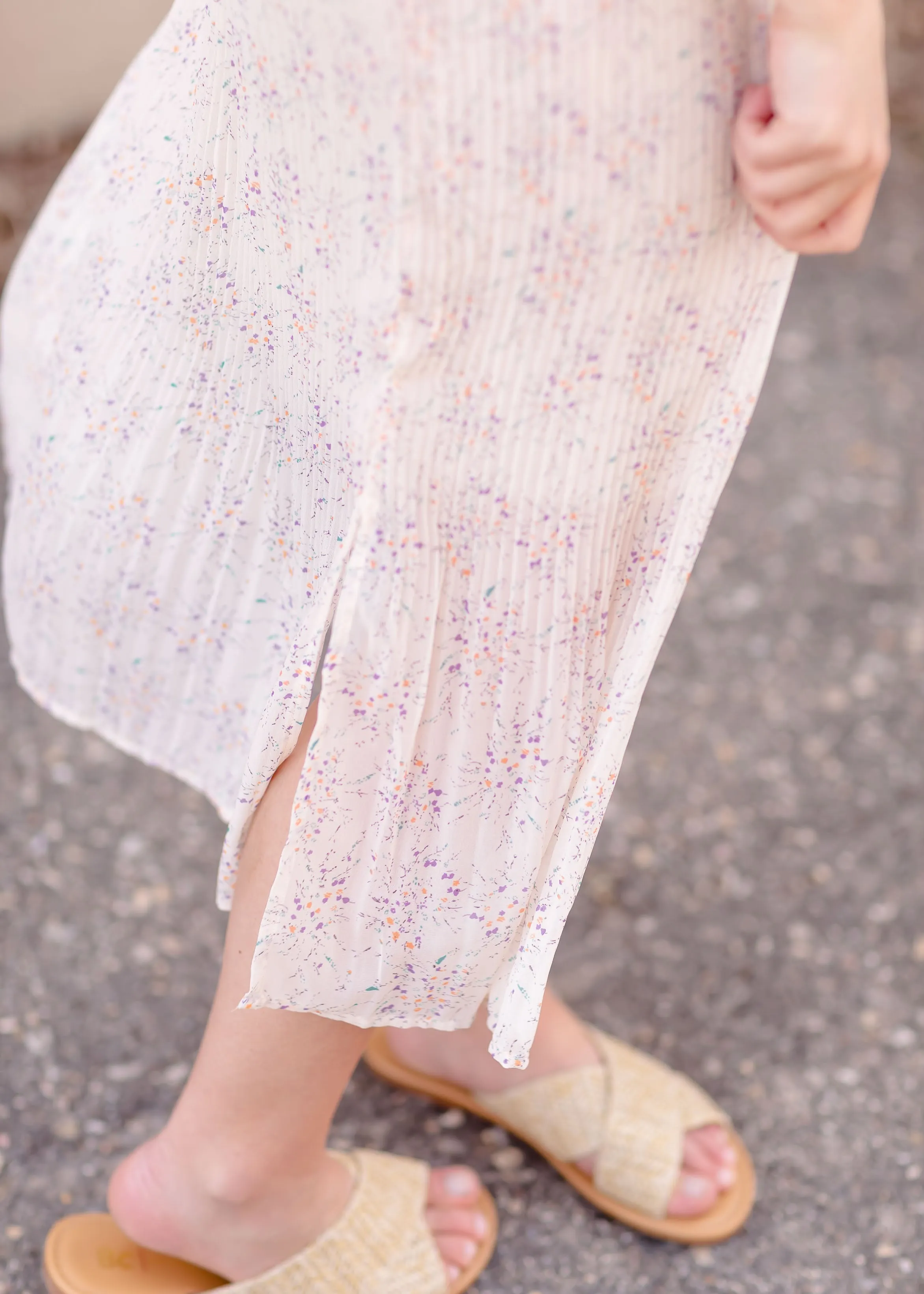 Cream Pleated Midi Skirt - FINAL SALE