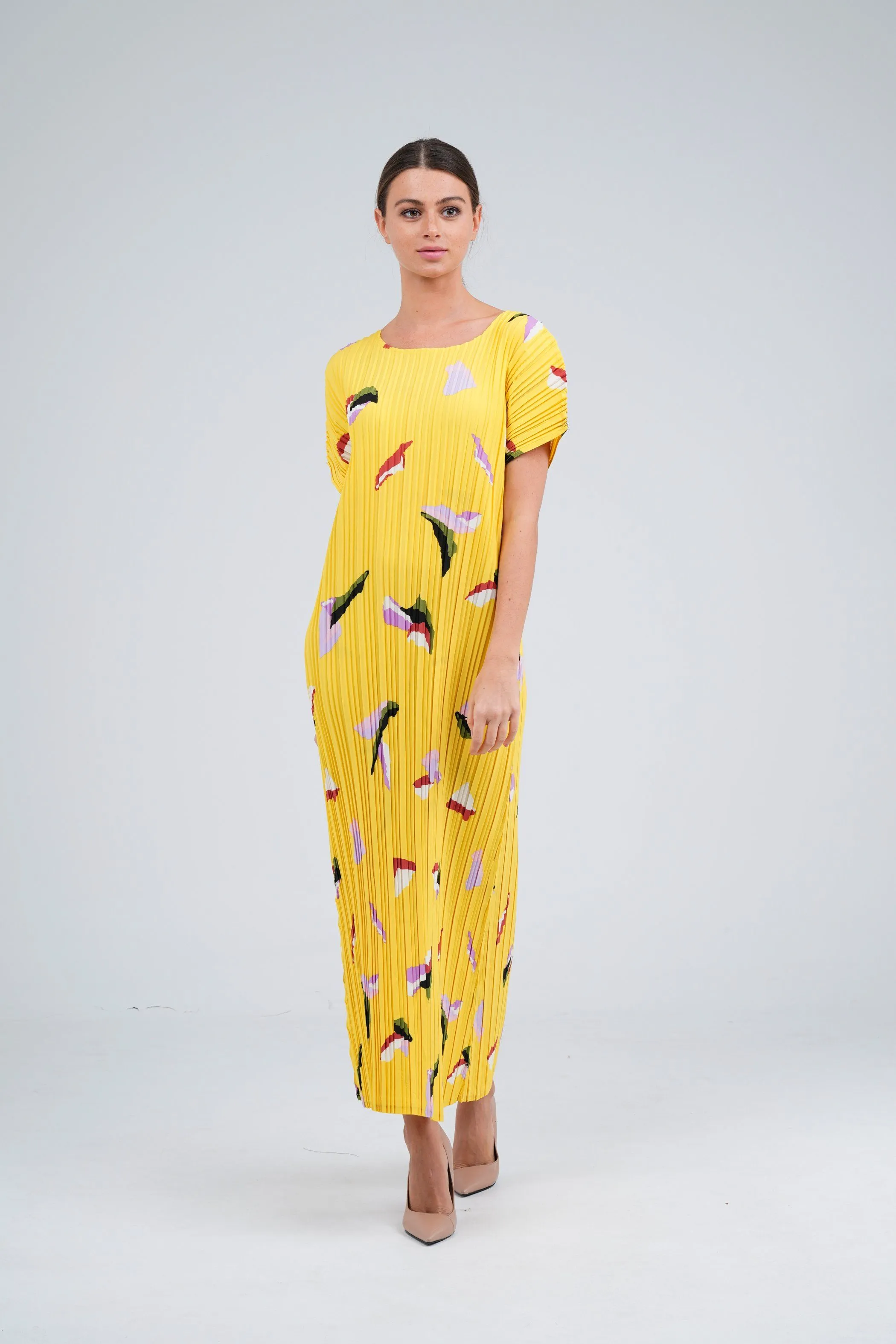 Doreen Pleated Cap Sleeve Floral Dress