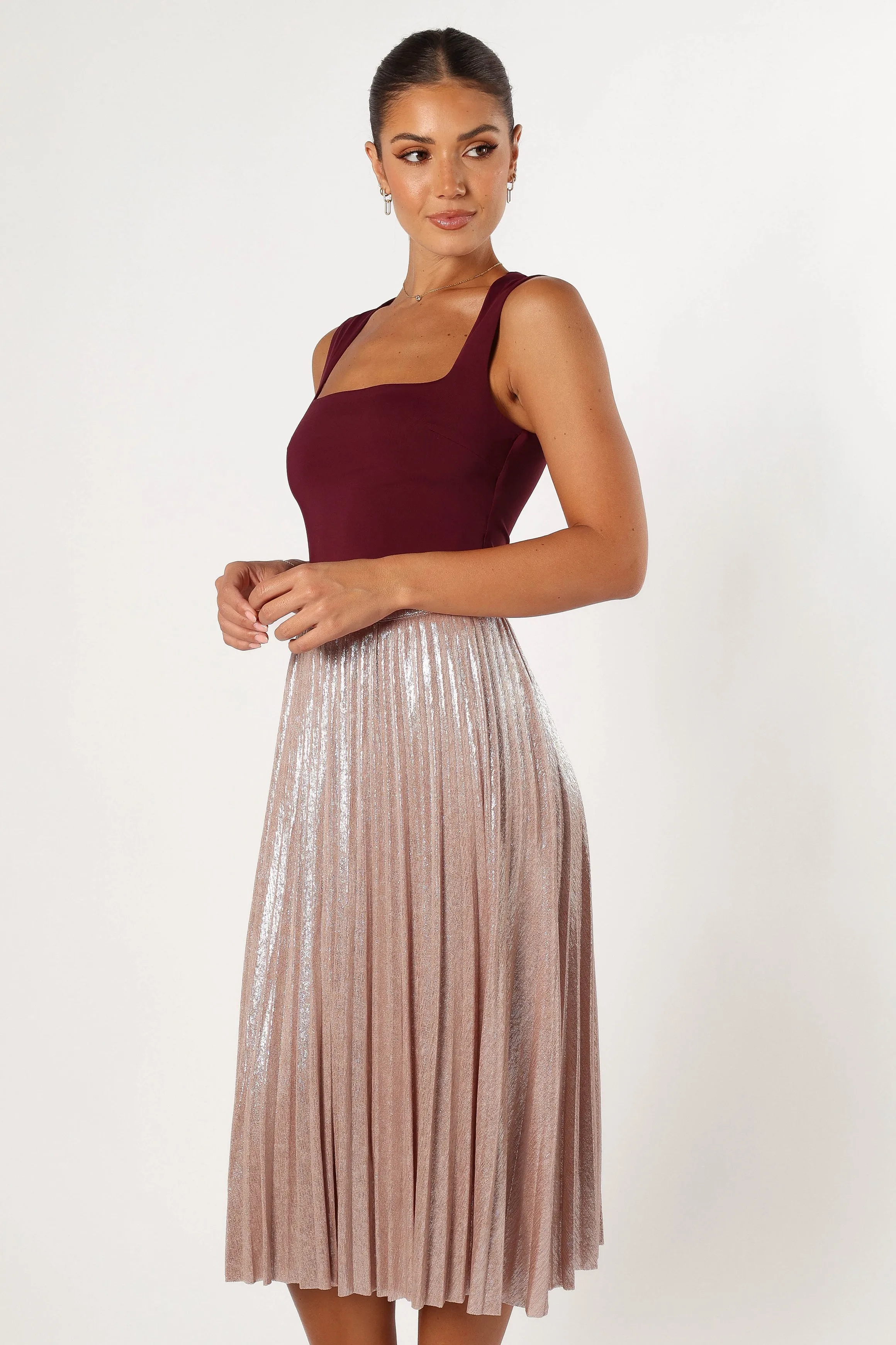 Elyse Plisse Midi Skirt - Blush