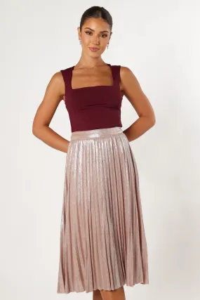 Elyse Plisse Midi Skirt - Blush