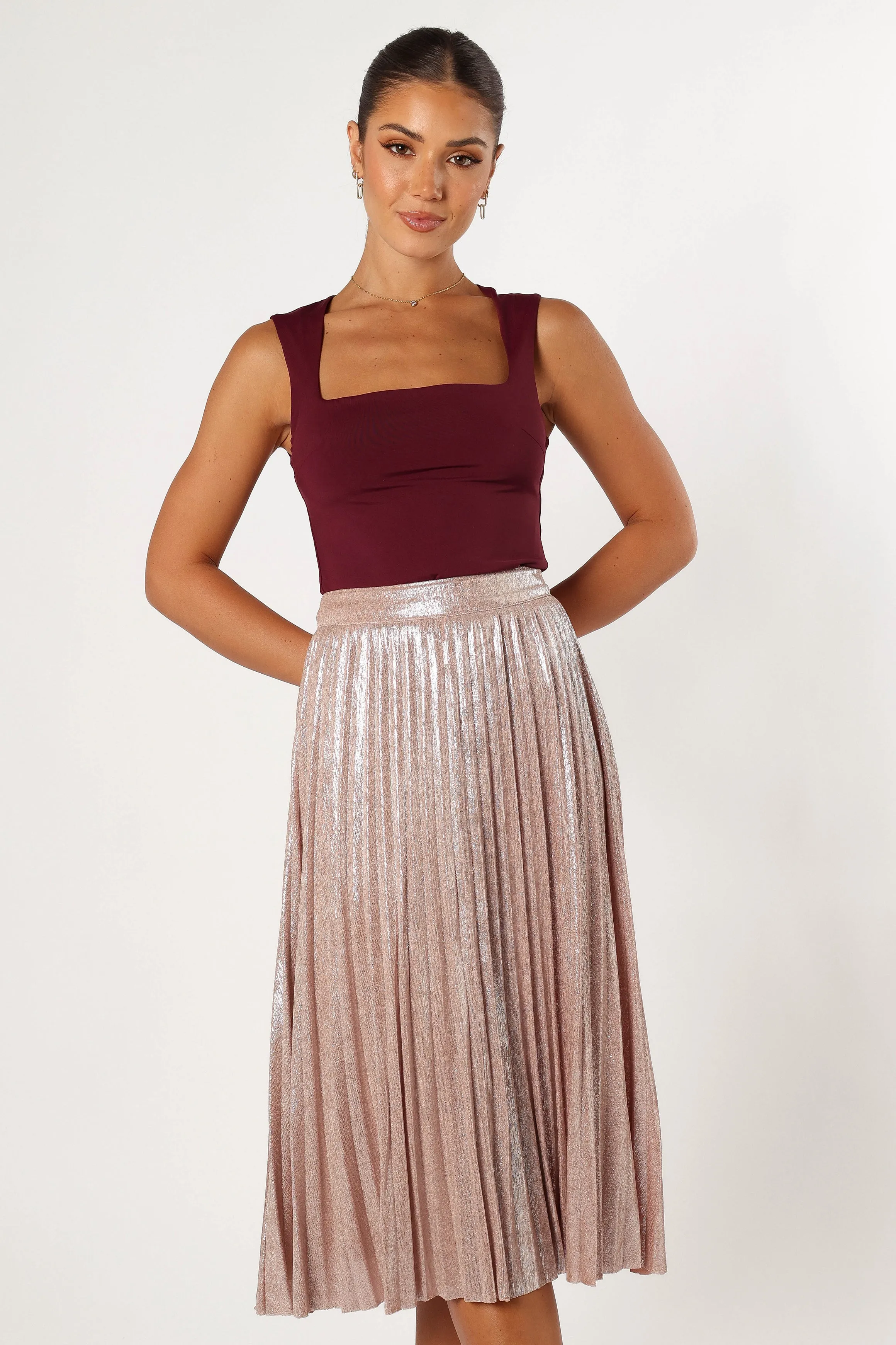 Elyse Plisse Midi Skirt - Blush