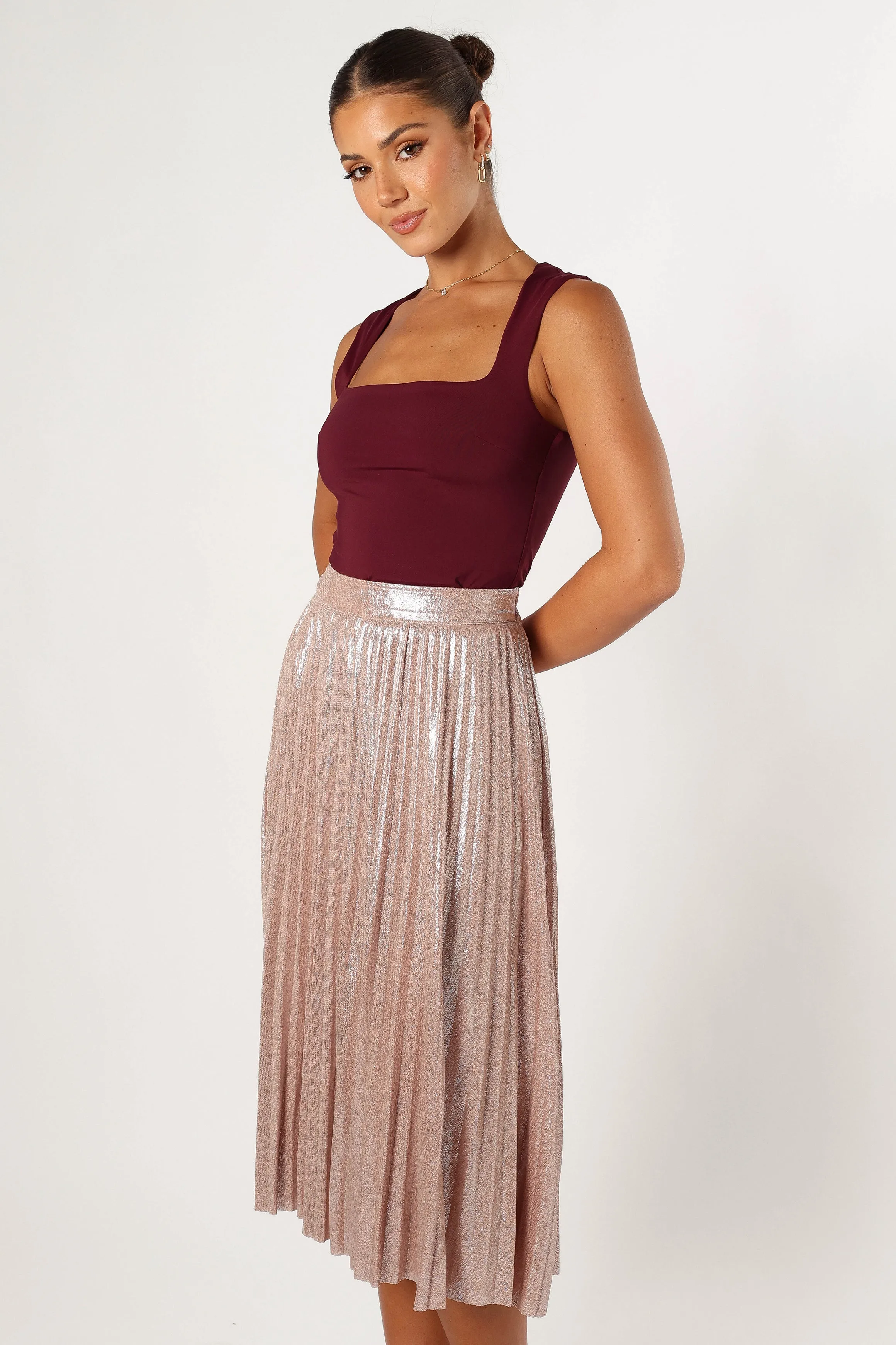 Elyse Plisse Midi Skirt - Blush